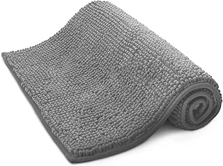 KEPLIN Non-Slip Microfibre Bath & Toilet Mat - Plush & Comfortable Rug with Machine Washable Design - Water Absorbent & Quick Drying to Keep Bathroom & Home Hygienic & Clean - (40x60cm) Light Grey