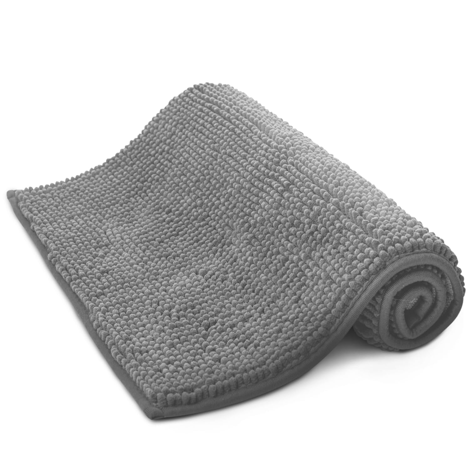 KEPLIN Non-Slip Microfibre Bath & Toilet Mat - Soft, Plush & Comfortable Rug with Machine Washable Design - Water Absorbent & Quick Drying to Keep Bathroom & Home Hygienic & Clean-(40x60cm) Light Grey