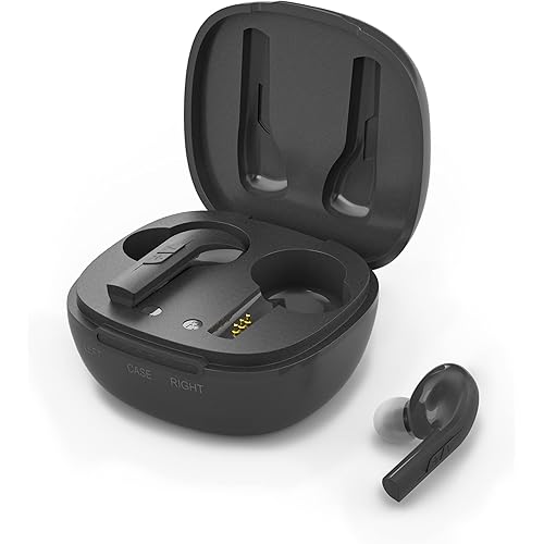 Tangsonic Hearing Amplifier,rechargeable with noise cancelling earbuds for seniors and adults with portable charging case,simple operation with long battery life(Black)