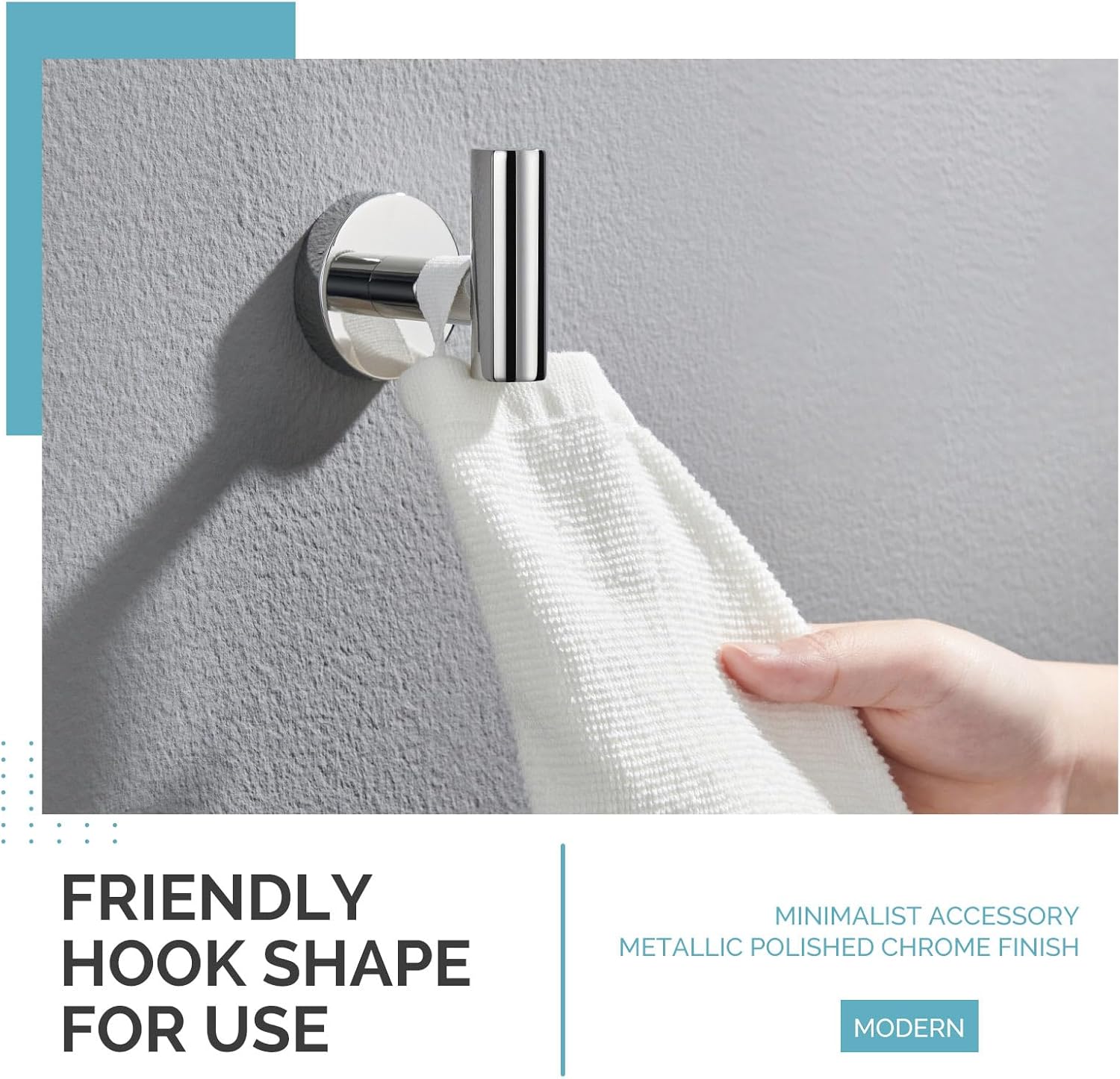 Angle Simple Swivel Towel Ring Bundle with Robe Hook, Toilet Paper Holder (Chrome)