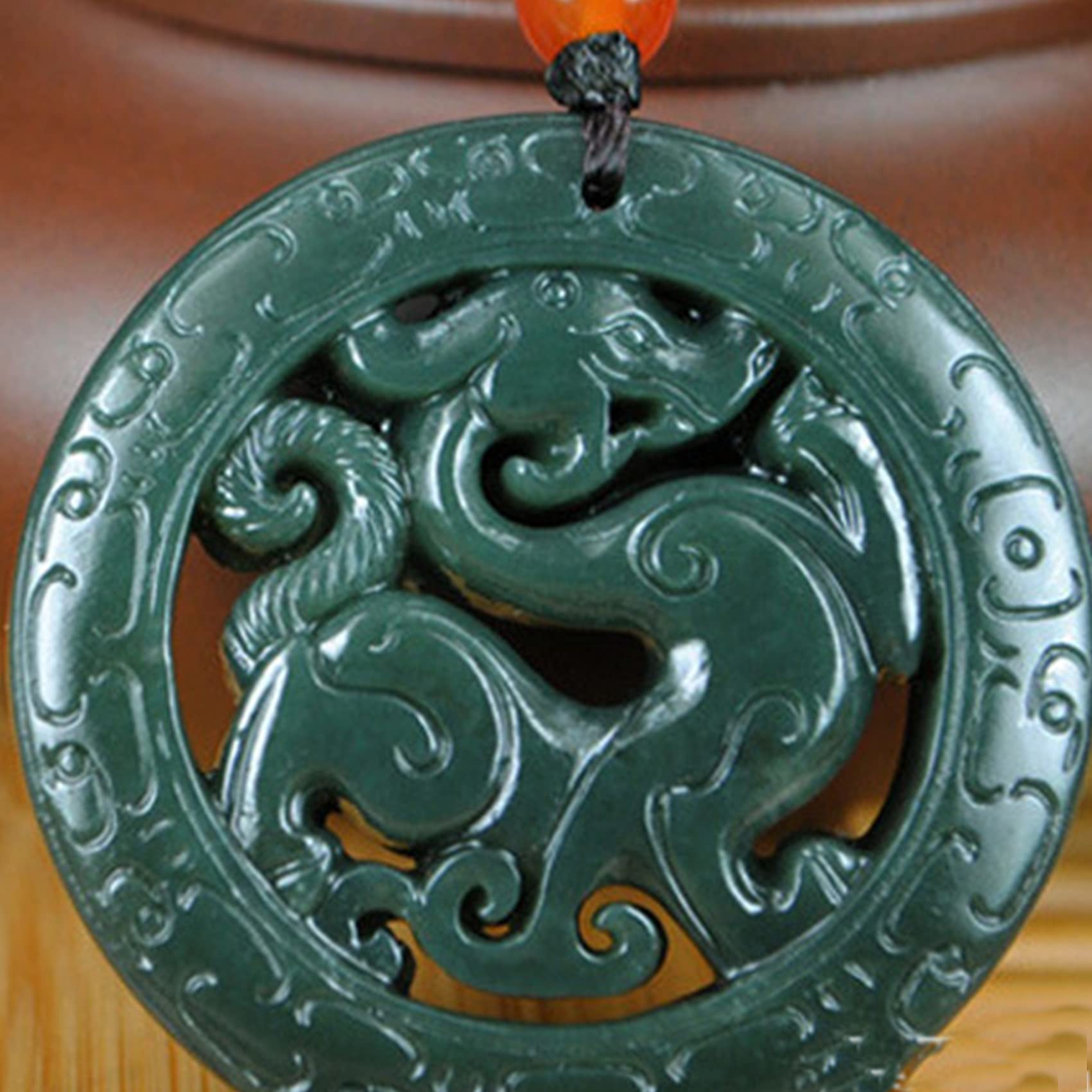 Naszyjnik z kamienia jadeitowego, amulet Feng Shui, chiński naszyjnik ze smokiem, prawdziwy certyfikowany jadeit klasy A, wisiorek z jadeitu Hetian, talizman dobrobytu, pieniądze, szczęście, unisex, z