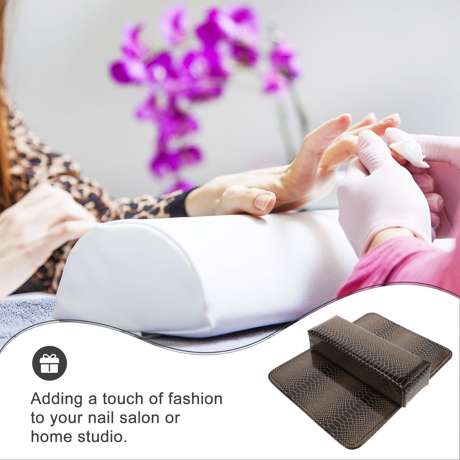 Gatuida Reposamanos para Uñas con Diseño de Textura de Serpiente, Almohada de Manicura Antideslizante y Cómoda para Uso Profesional en Salón