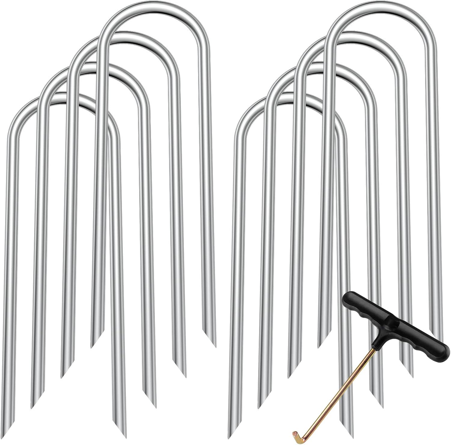 Trampoline Stakes Trampoline Anchors High Wind Heavy Duty Trampoline Accessories Galvanized Steel Set of 8 for Trampolines