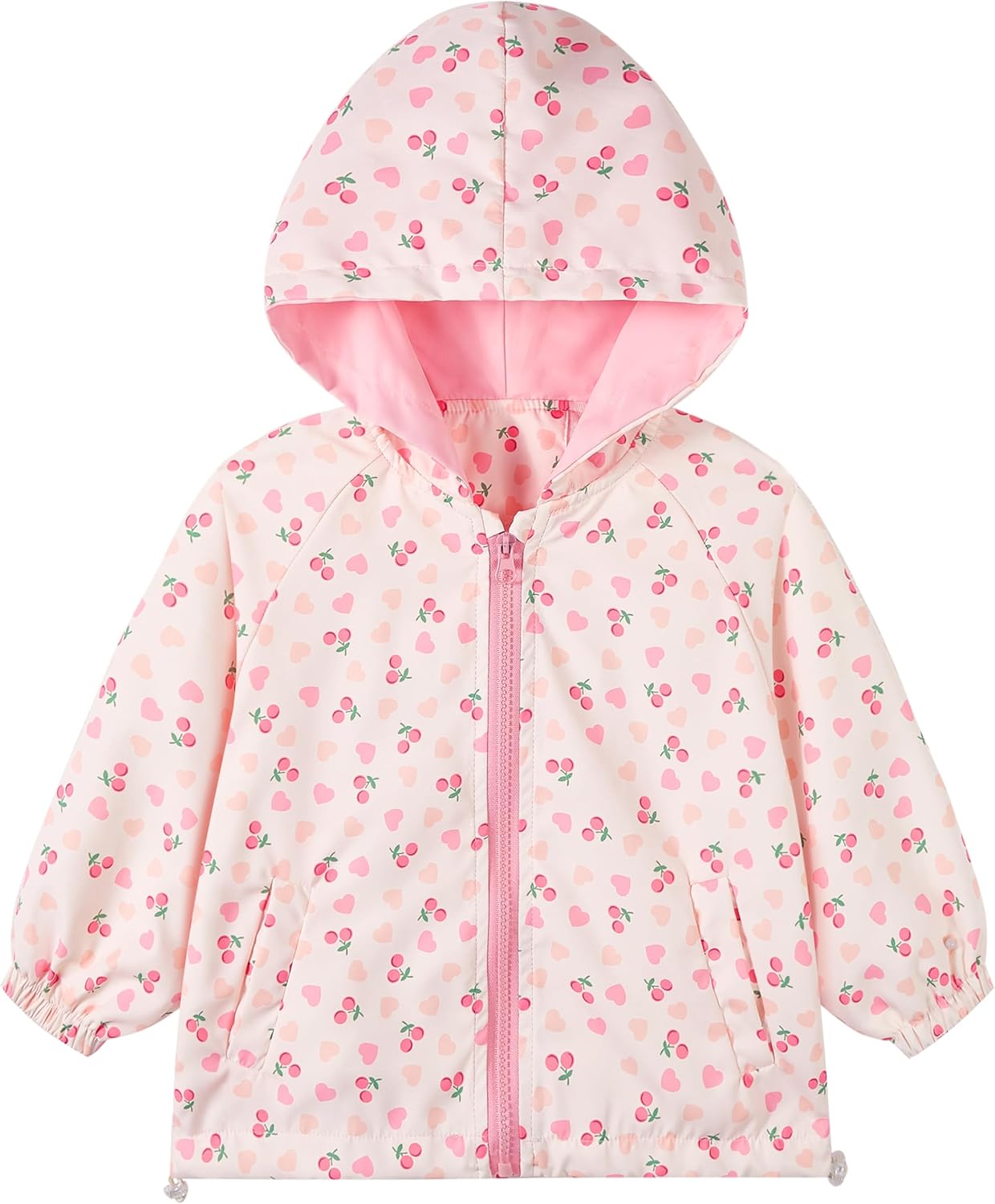 Miipat Toddler Girls Windbreaker Jacket Lightweight Zip Hooded Jacket Kids Outerwear Coat with Side Pockets