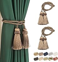 Vista 20 de Fenghuangwu Alzapaños de cortina decorativos hechos a mano con borla (plata, 4P)