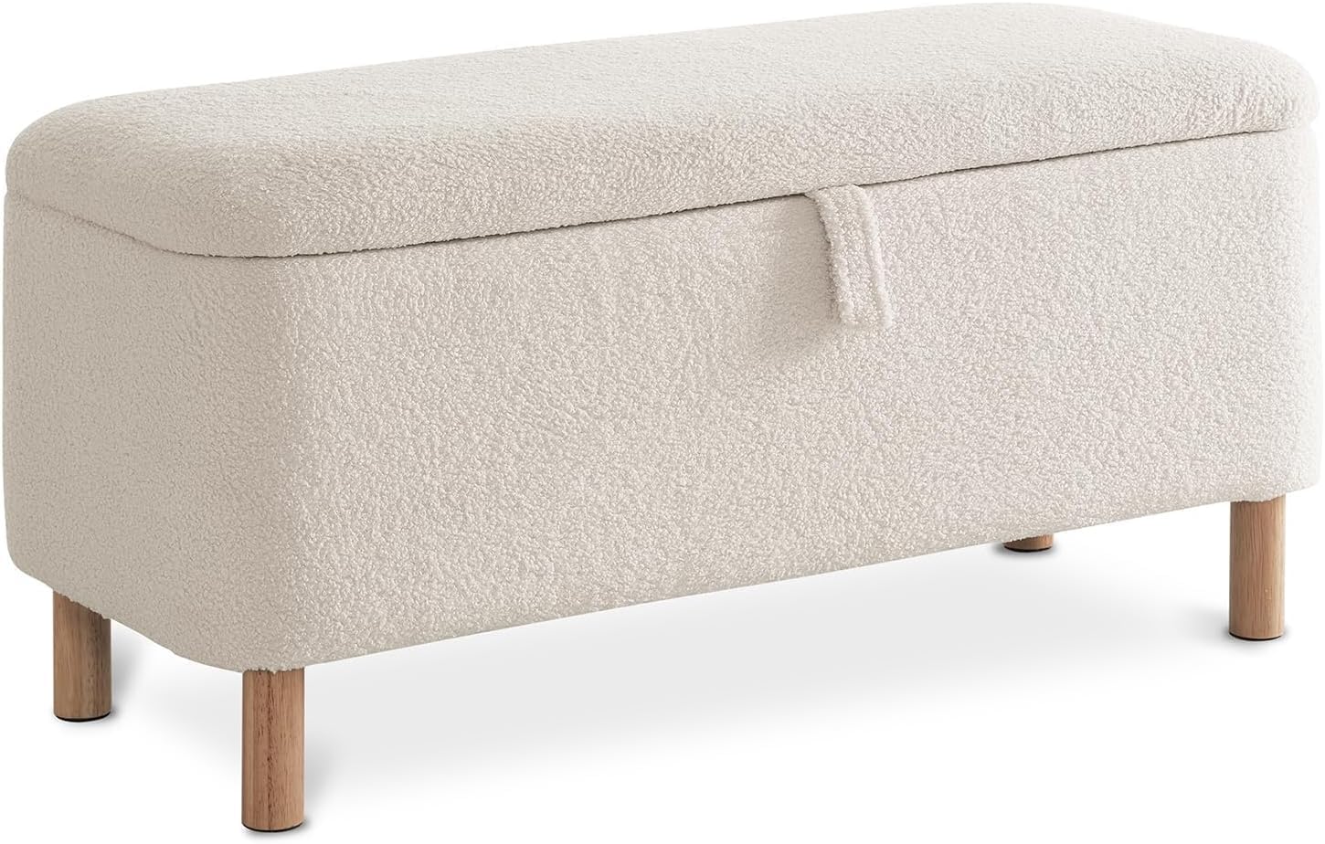 47" Boucle Storage Ottoman Bench, Upholstered Storage