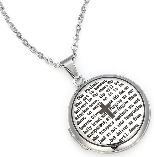 Miniatura 3 de Medallón religioso de la Biblia, que puede contener imágenes, grabado en inglés, señores bíblicos, oración, oración, collar de cruz de oración