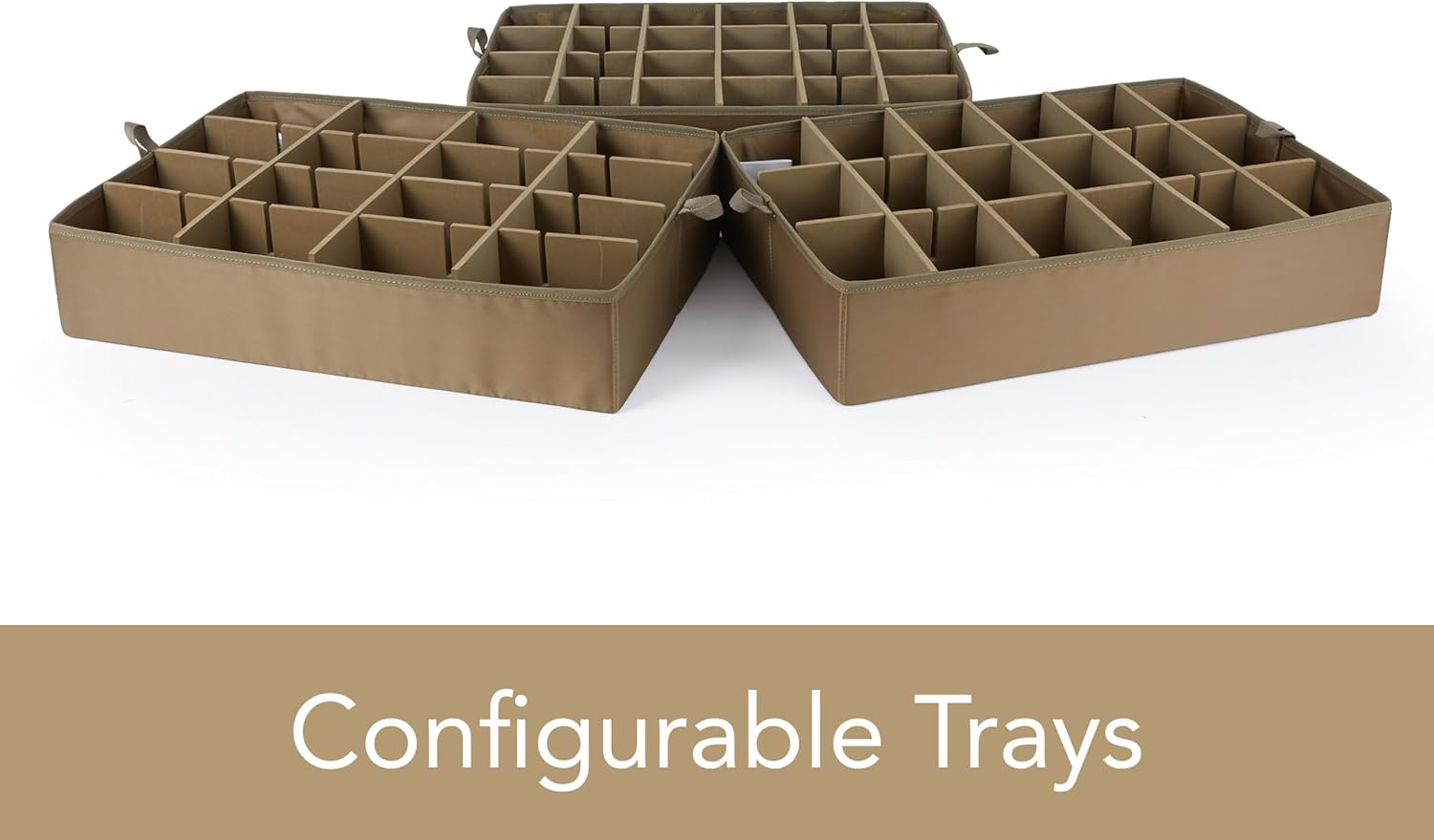 Covermates Adjustable Glassware Storage Container with FlexGrid Dividers, Padded Quilted Organizer for Wine Glasses & Stemware, Zipper Closure, ID Window, Stackable Storage, Cream