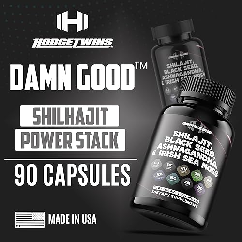 Vista 3 de DAMN GOOD Shilajit Cápsulas Power Stack - Semilla negra, Ashwagandha, Irish Seamoss - 90