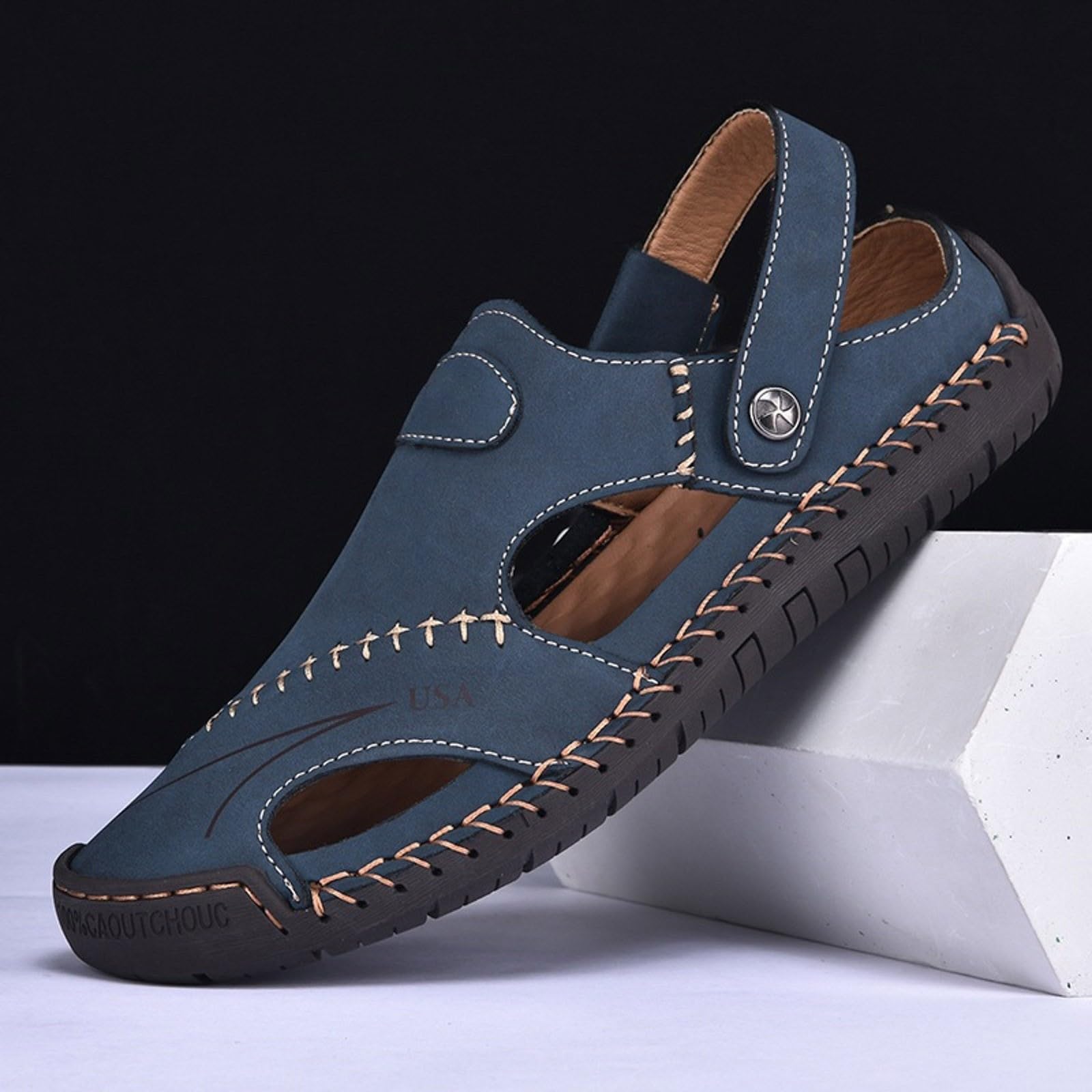 Sandalias Deportivas Hombre-Sandalias de mano transpirables con dos tiras, cómodas, informales, para la playa y el verano.