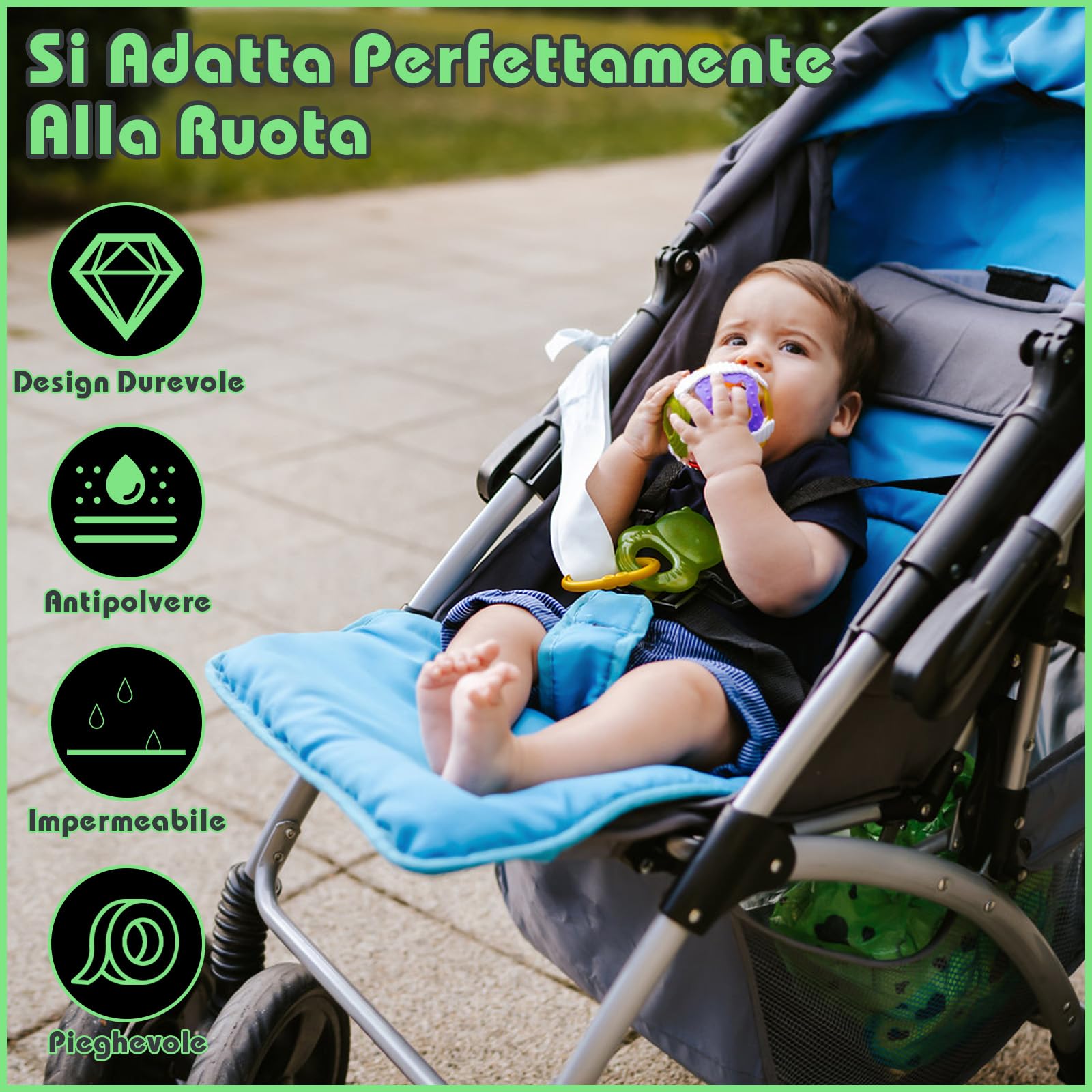 Scettar 4 Pezzi Copri Ruote Passeggino,Copriruote Passeggino Per La Casa,Copertura Protettiva Per Passeggino,Antipolvere E Impermeabile,Copertura Manubrio Passeggino Burigotto