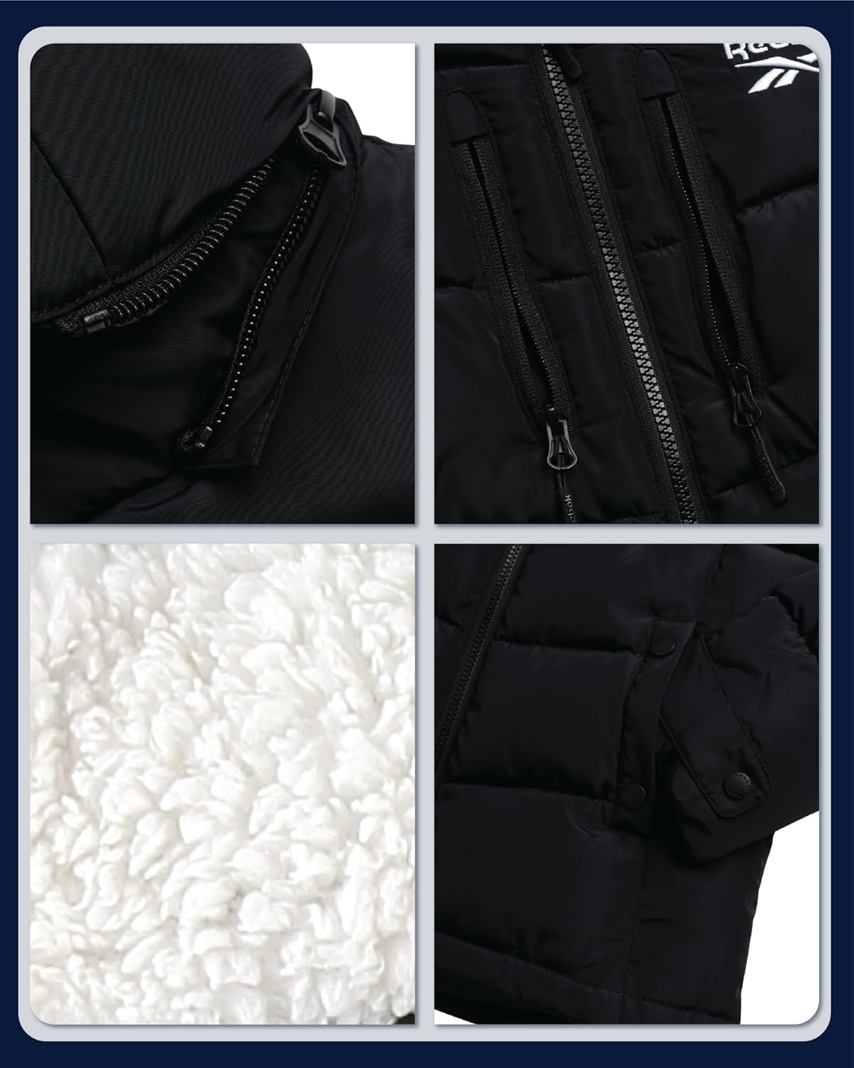 Reebok Girls Winter Coat - Heavyweight Quilted Girls Jacket Zip Up Weather Resistant Puffer Kids Winter Coat with Pockets - Image 3