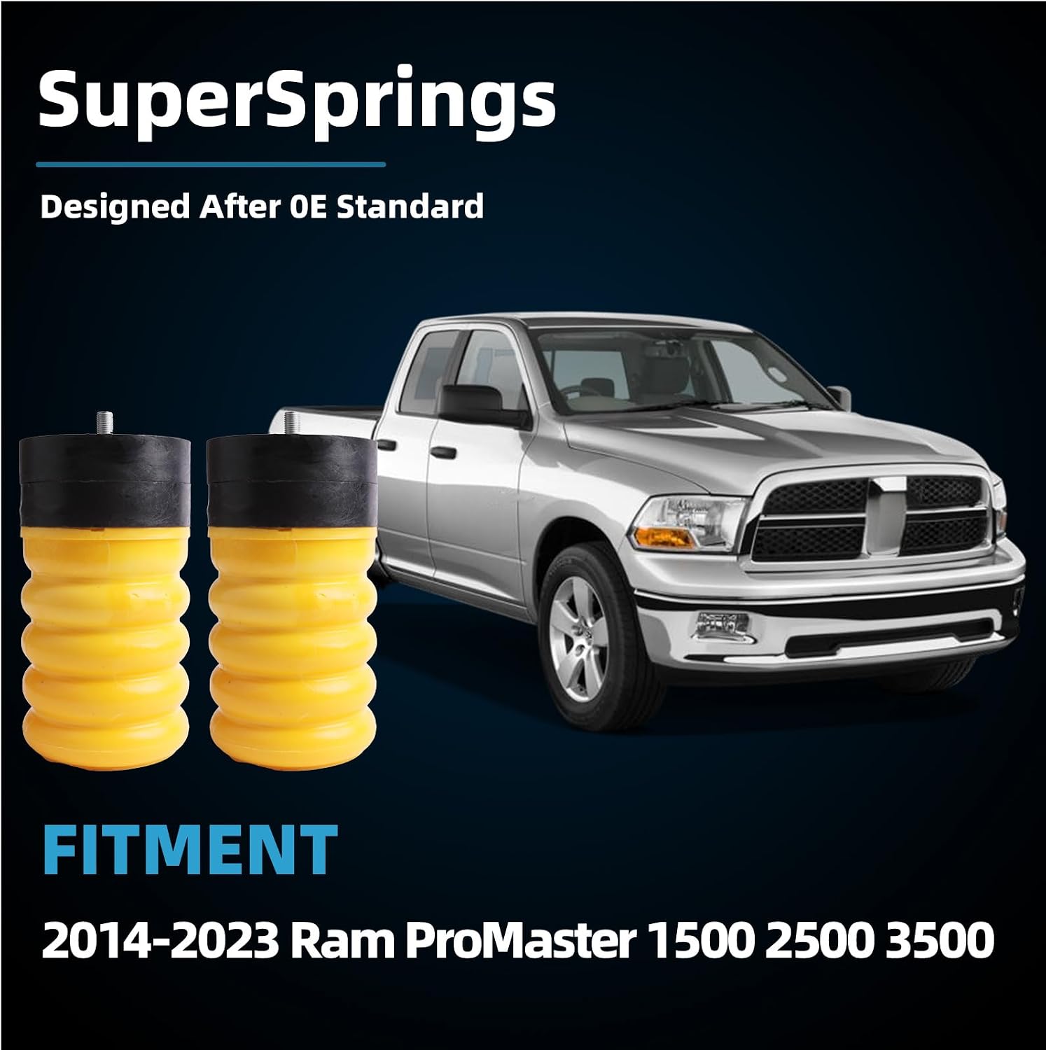 K-30-009 SuperSprings Front and Rear Compatible with 2014-2023 Ram ProMaster 1500 2500 3500 Replace SSR-313-54 (Yellow)