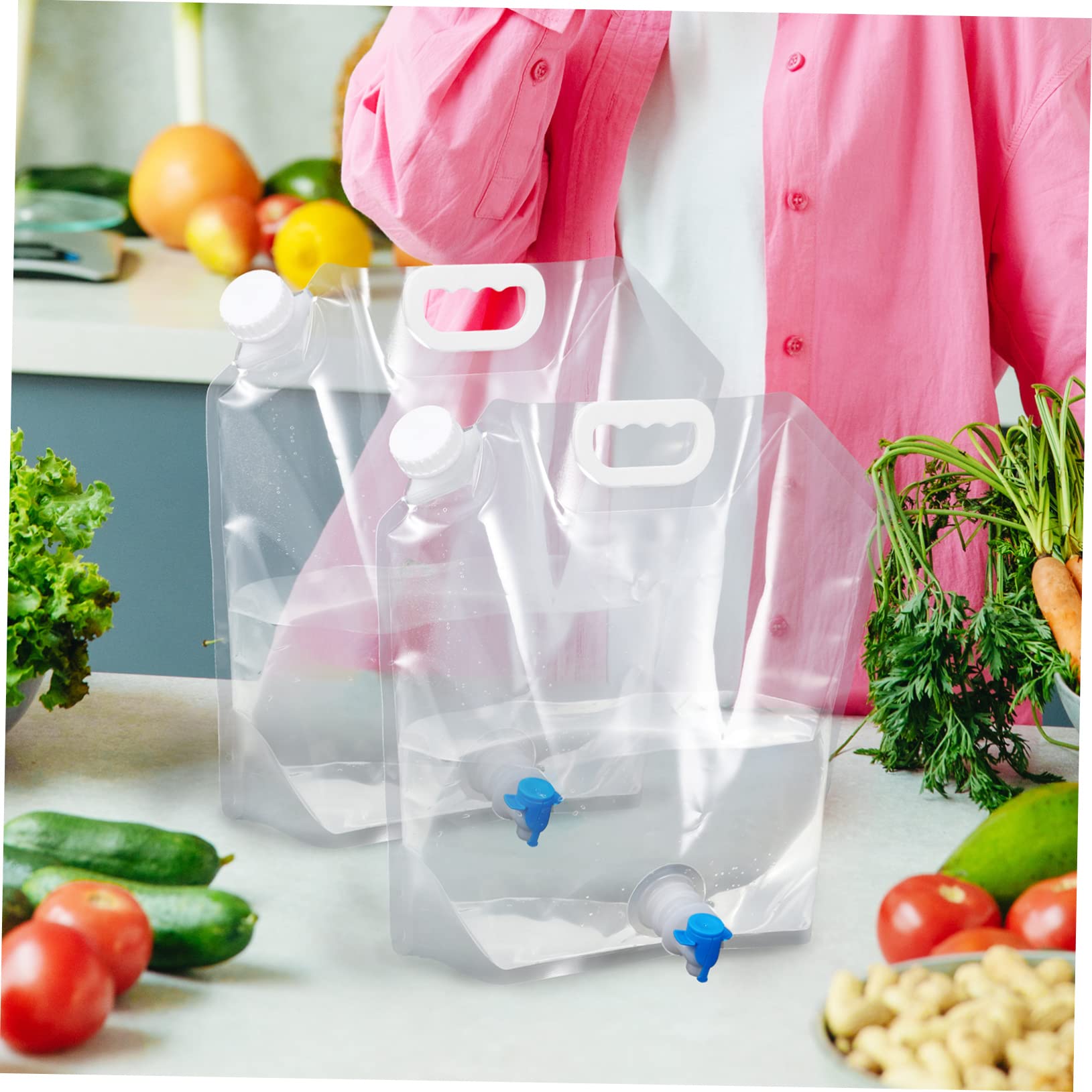 4stücke Faltbare Wasserbehälter Tragbare Zusammenklappbare Wasserkanister Mit Auslauf Für Camping Outdoor-aktivitäten Und Reisen Transparent