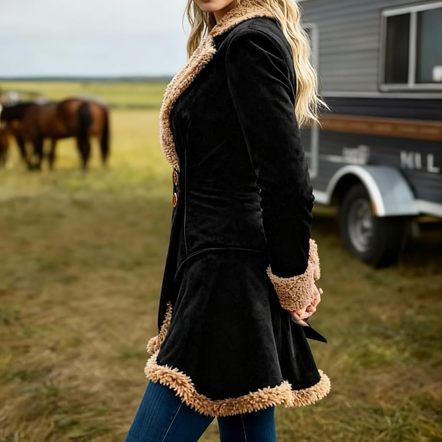 utcoco Womens Sherpa Lined Suede Jacket 2025 Fall Fashion Outfits Slim-Fit Faux leather Fleece Jackets Winter Coats - Image 5