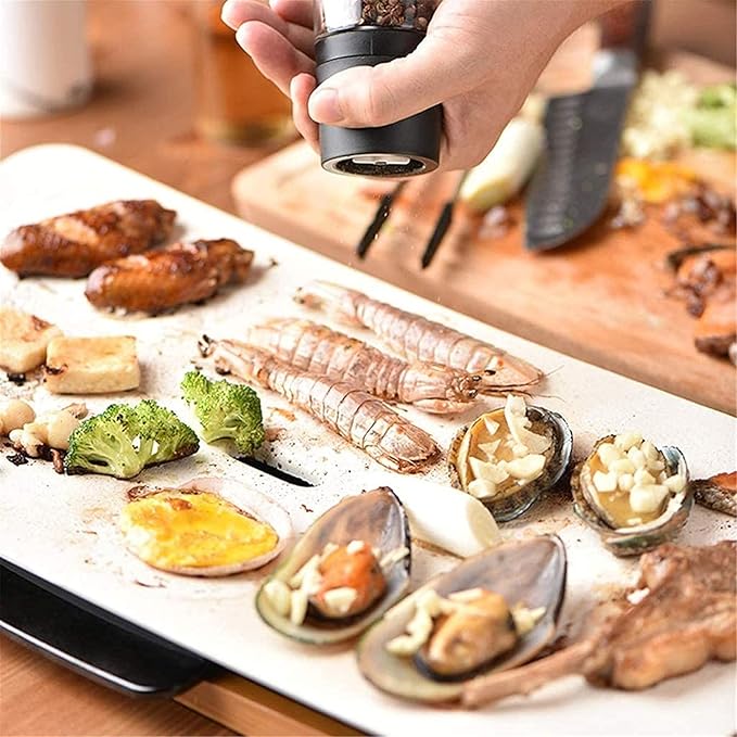 Parrilla Eléctrica Portátil para Interiores, Olla Eléctrica para Barbacoa y Fondue miniatura 2