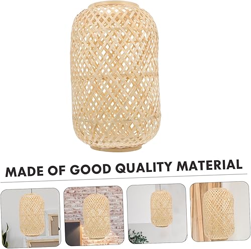 Miniatura 3 de DOITOOL Cubierta de luz de techo de bambú tejida a mano, pantalla decorativa para lámpara de pared, lámpara de techo, lámpara de pie, cubierta de
