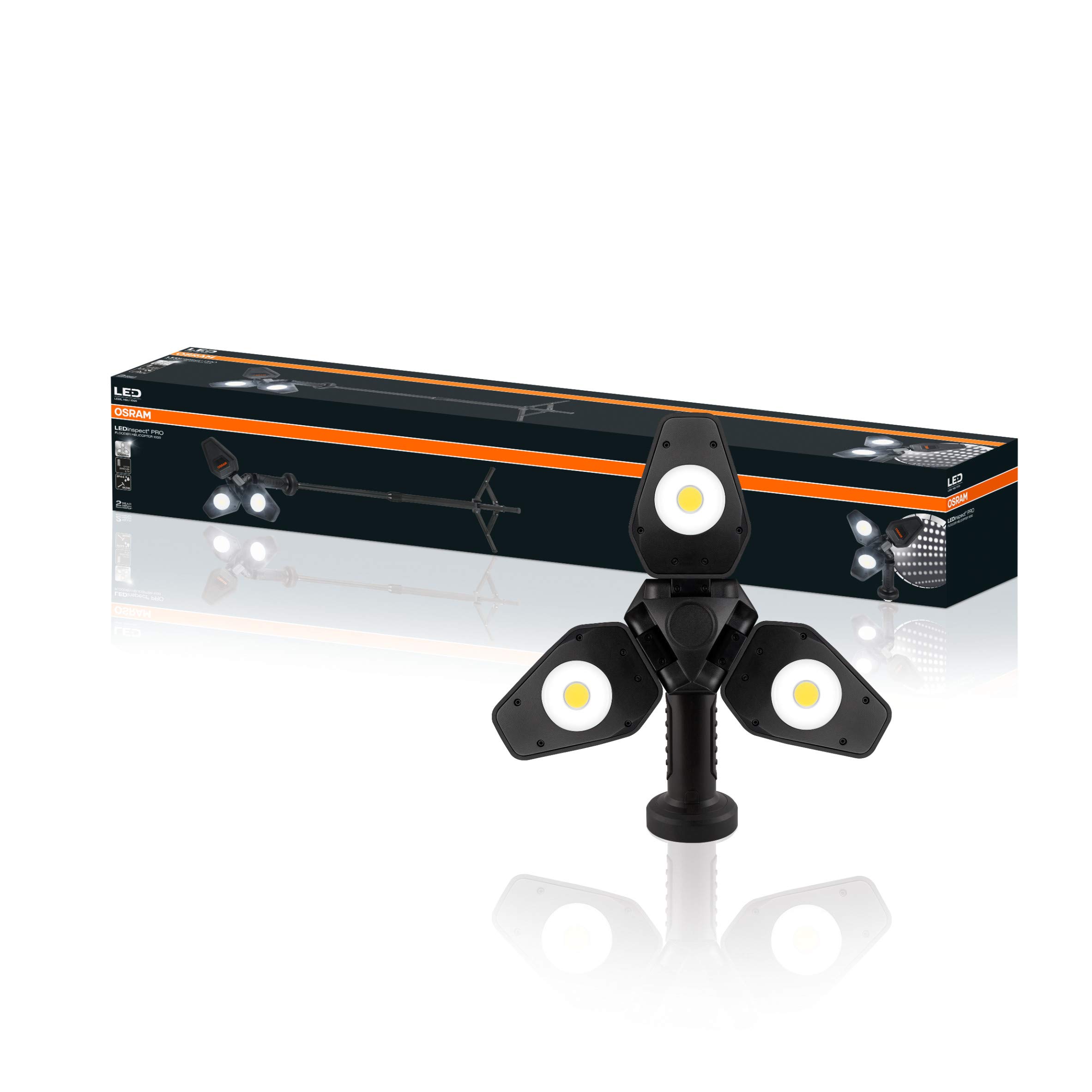 Osram LEDIL Heli 1000 LEDinspect Flooder Helicopter, Verstellbarer LED Strahler mit Stativ und Akku