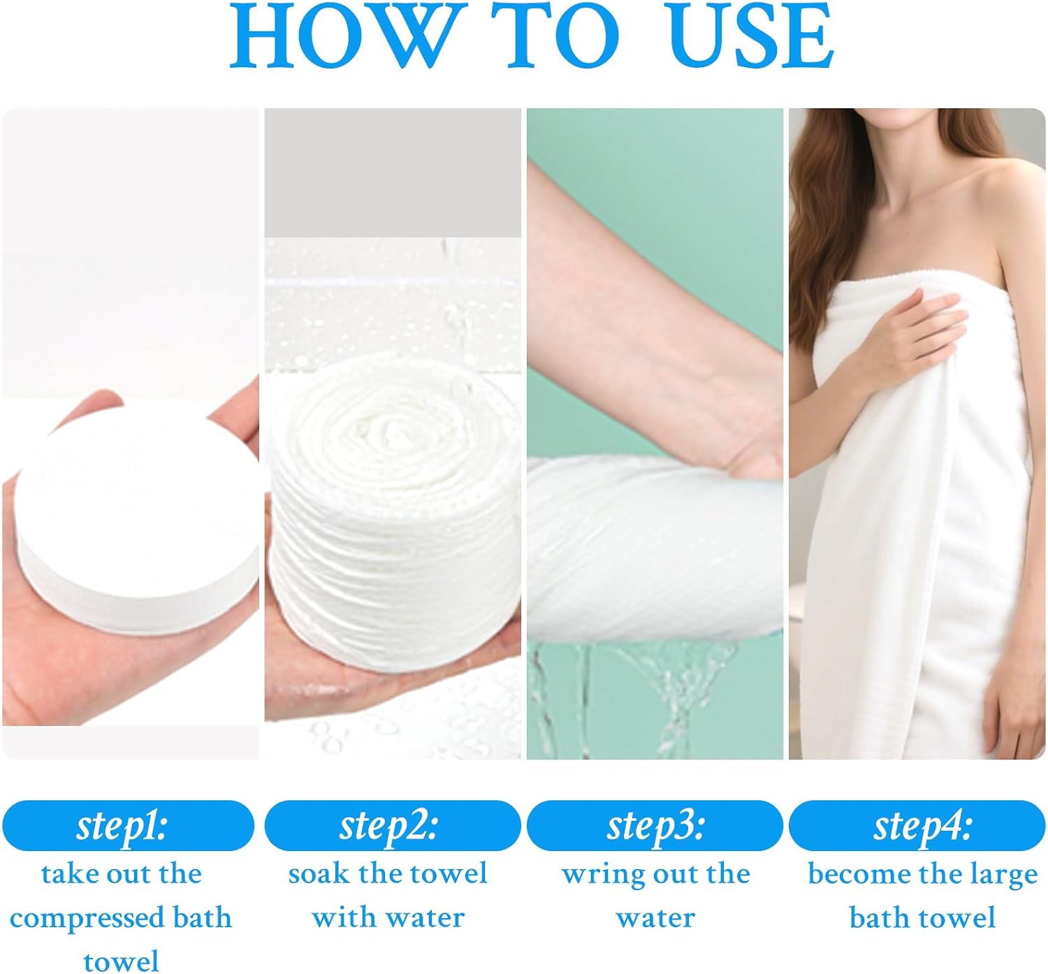 Compressed Towel Tablets, 3 Pack Disposable Bath Towels 55.1 in x 27.5 in Large Bath Travel Towel Reusable for Hotel Camping Sports Hiking Beach Swimming Vacation