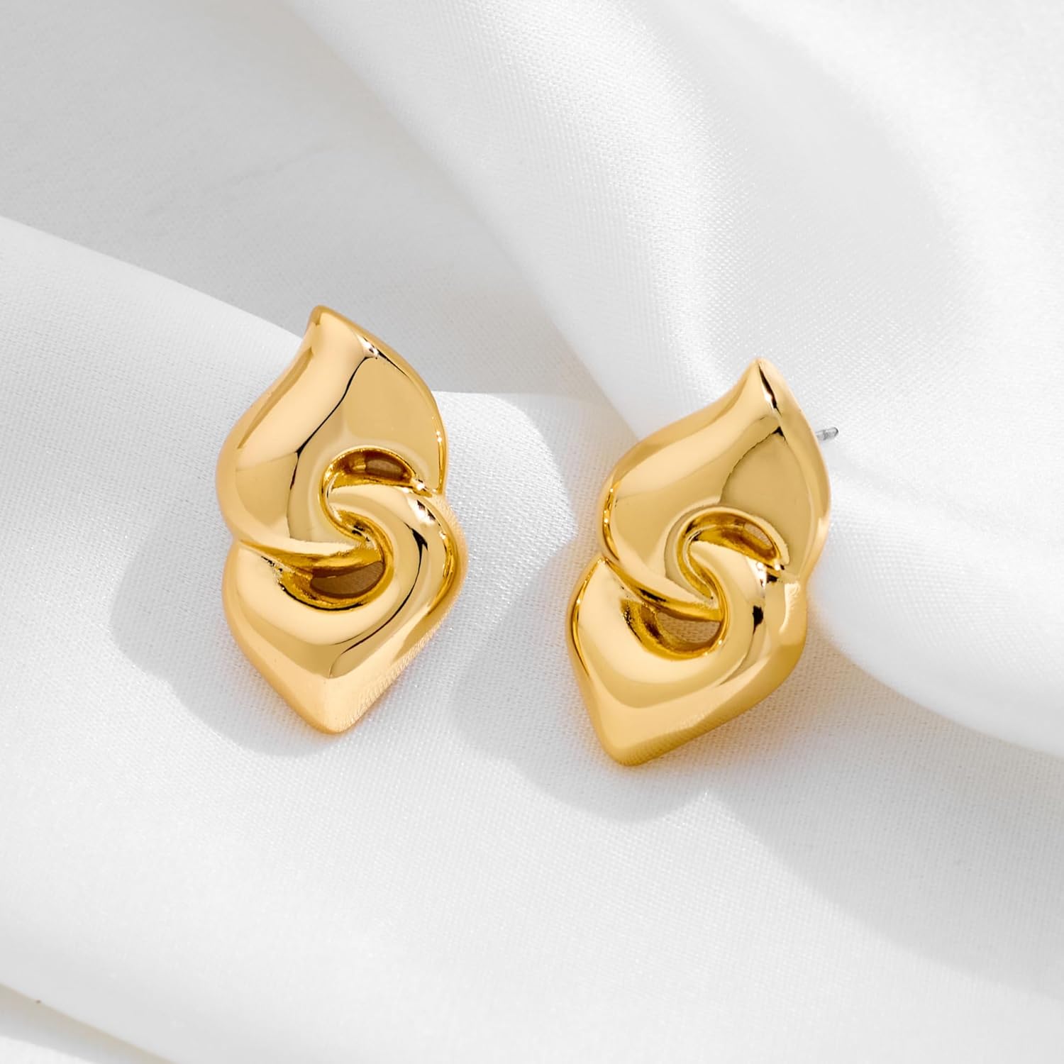 YUJIE Chunky Studs Earrings for Women Geometric Double Heart Earring Fashion Jewelry - Image 5