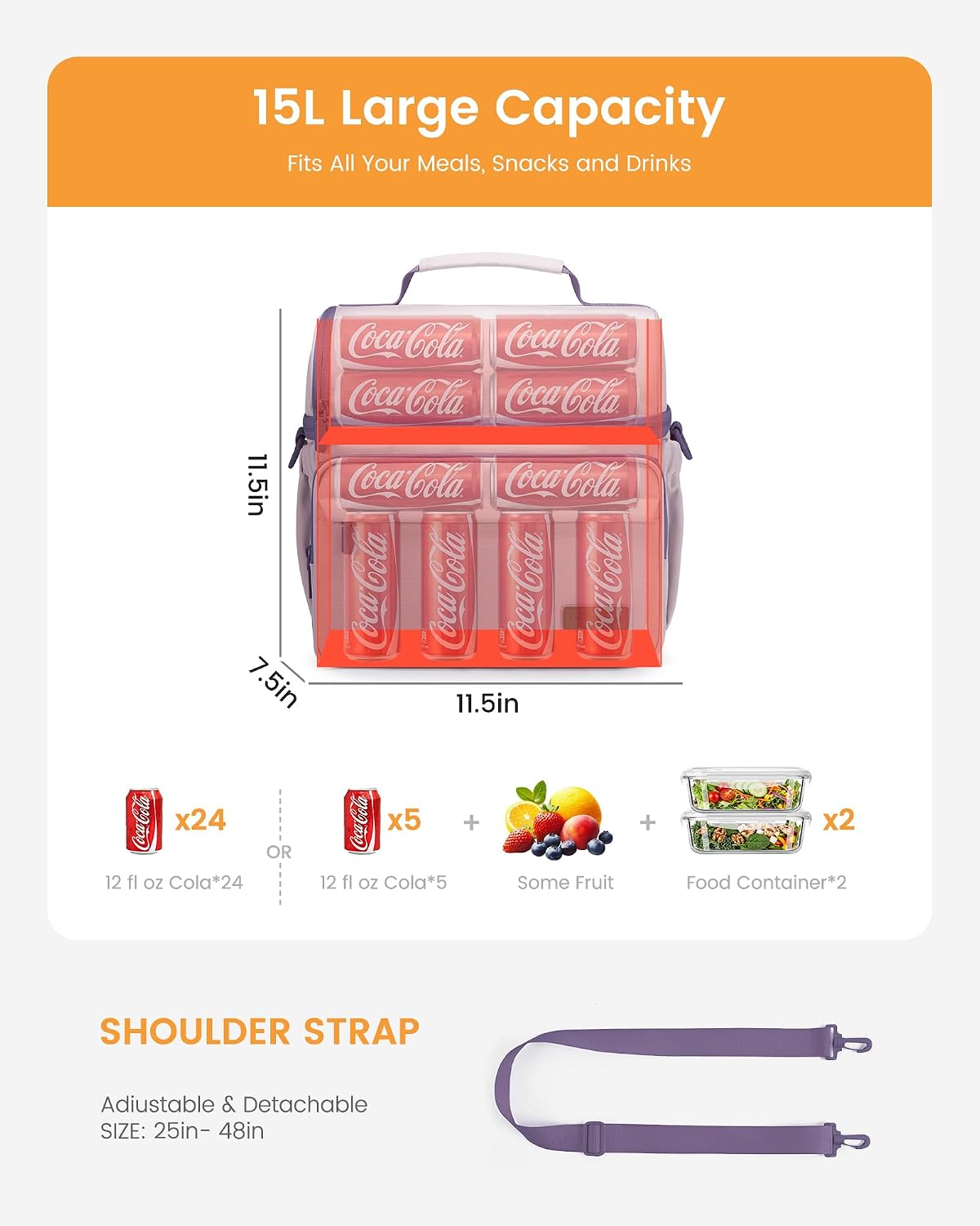 LOVEVOOK Lunch Bag for Men Women, Insulated Lunch Box, Large Cooler Lunbox