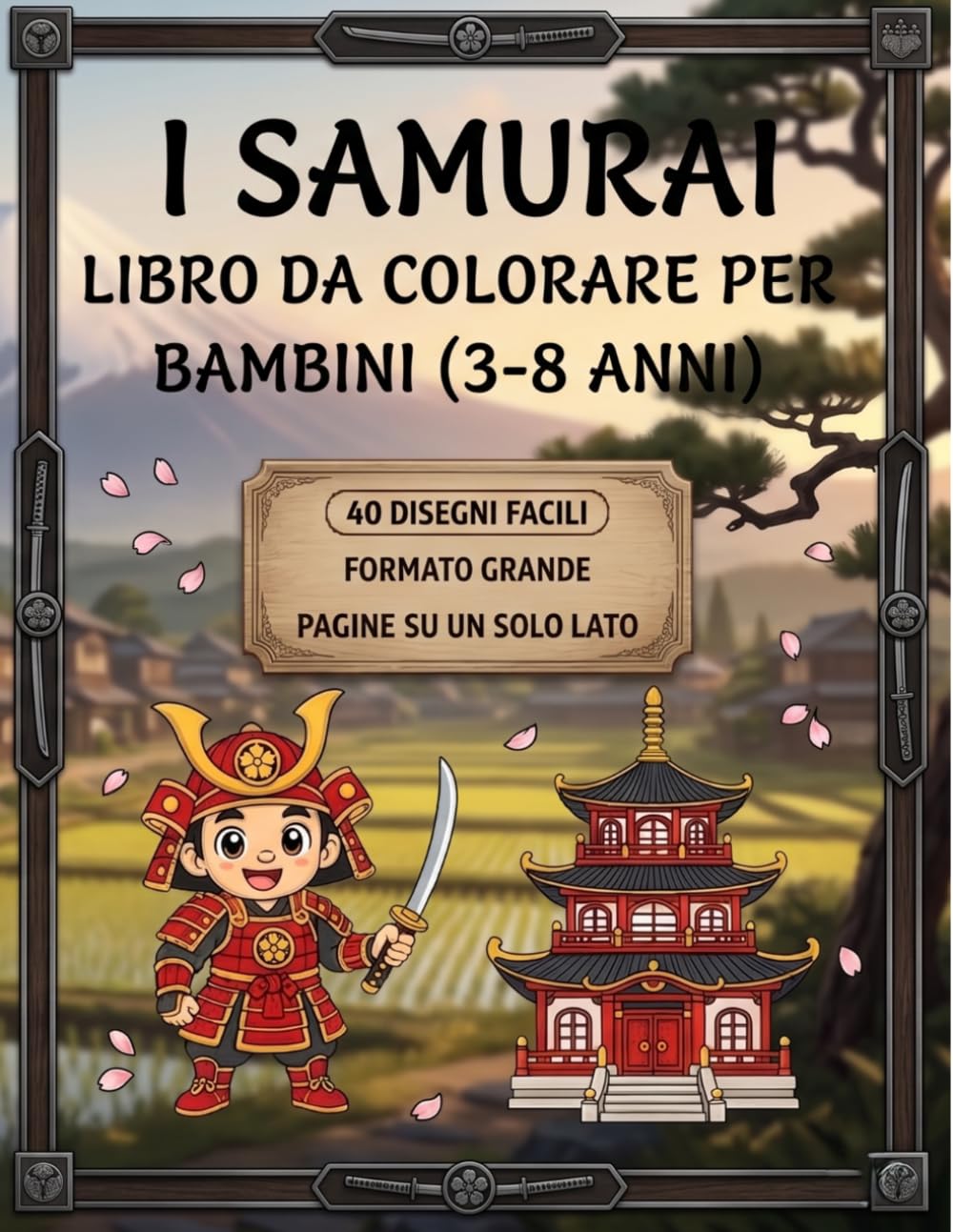 Samurai da colorare per bambini – Guerrieri giapponesi, katane e avventure orientali: Disegni semplici e divertenti | Immagini su un solo lato | Formato grande | 3-8 anni