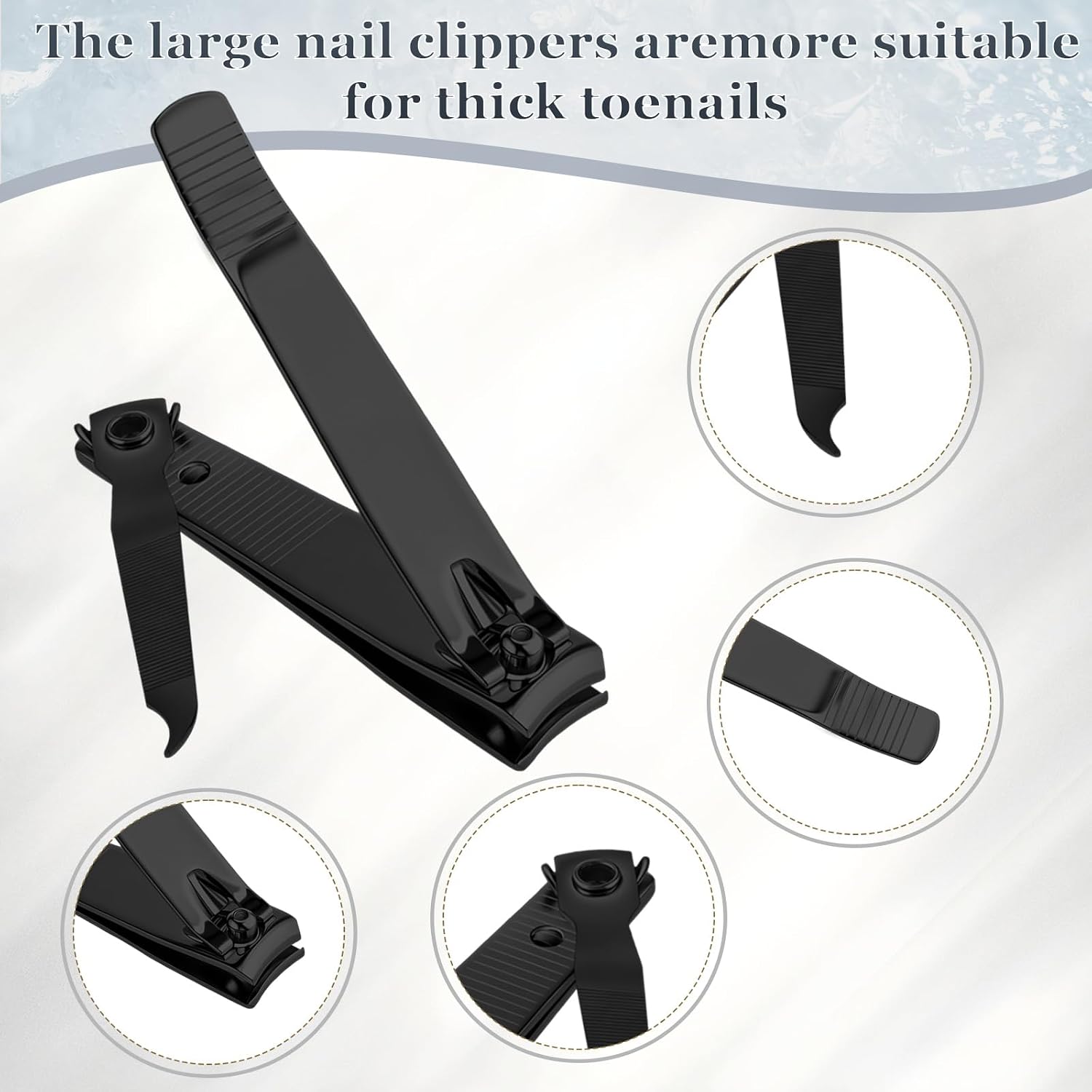 Bememo 24 Pcs Stainless Nail Clippers Set 2 Sizes Fingernail and Toenail Clippers with Chain Nail Cutter Tool Set Portable Travel Manicure Kit for Men Women Homeless Care Package Supplies (Black)