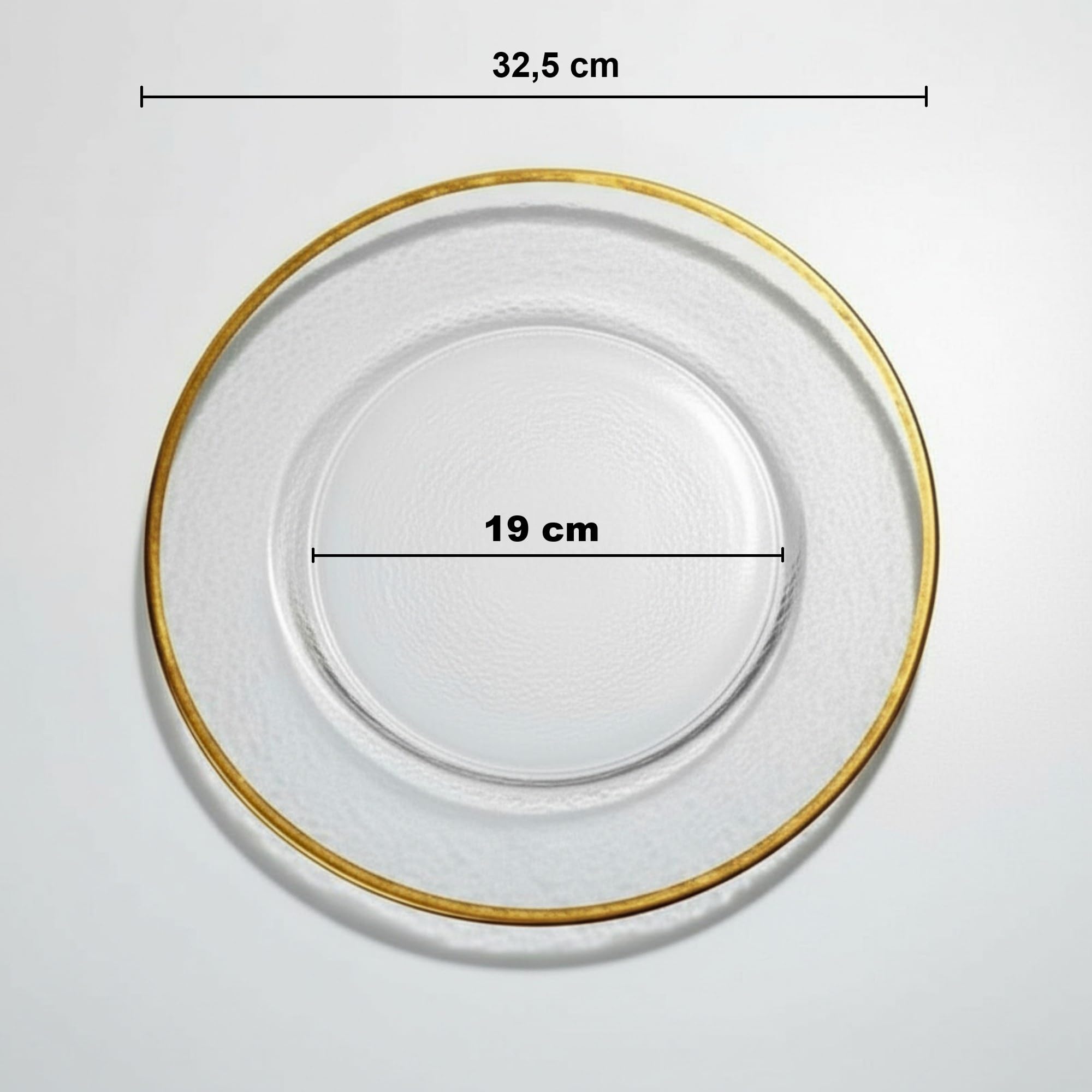 Talerz XL, towar klasy B, talerze ze szkła 32,5 cm ze złotą krawędzią (2), 12x szklane talerze z krawędzią, bardzo duże, talerze podstawowe talerze dekoracyjne talerze do serwowania na wesela