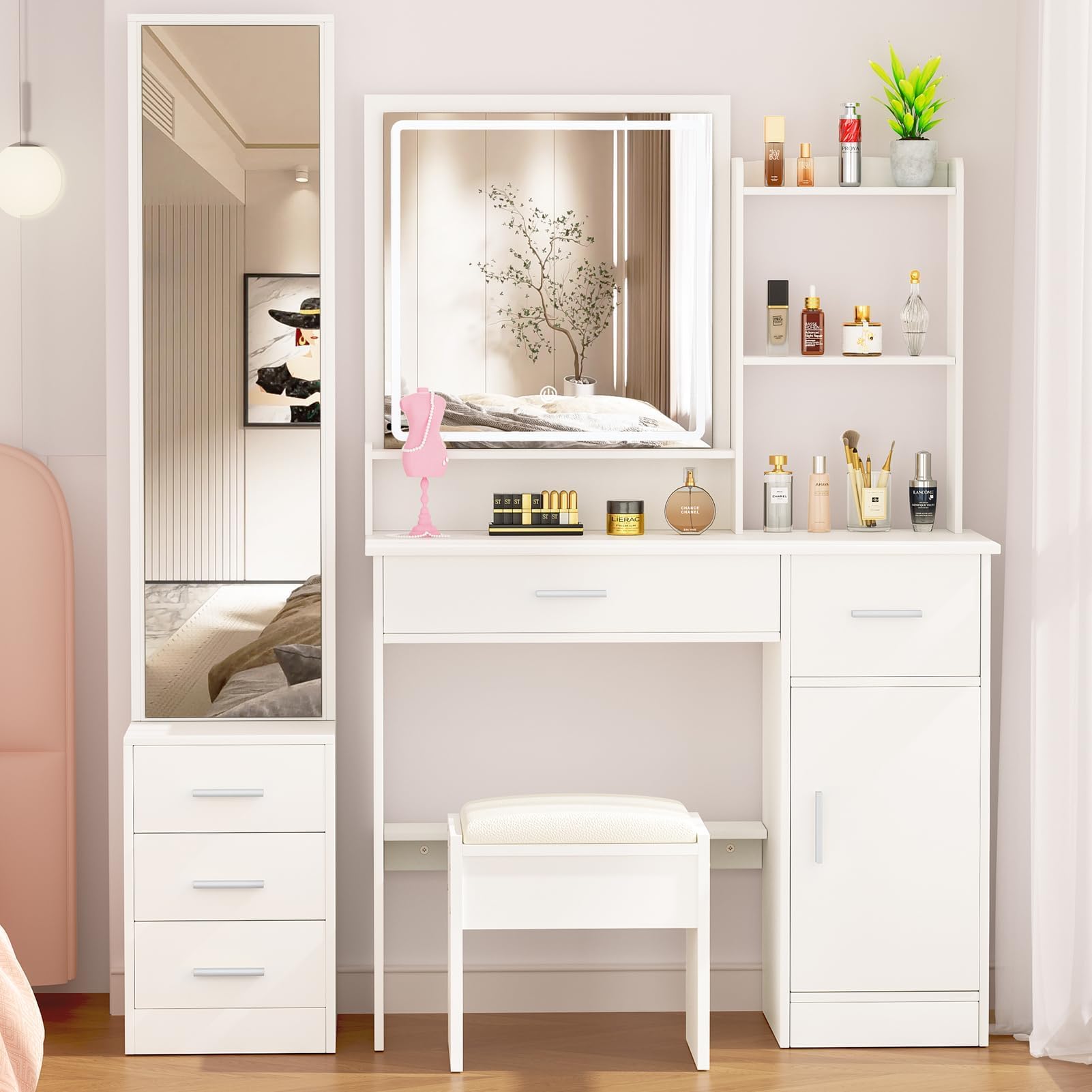 Amazon.com: Greenvelly Makeup Vanity with Lights and 2 Mirror