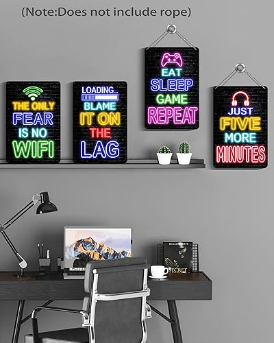 Miniatura 4 de Drsoum Decoración de pared de videojuegos para niños, decoración de pared de neón para sala de juegos de 12 x 8 pulgadas, juego de 4 - Decoración de