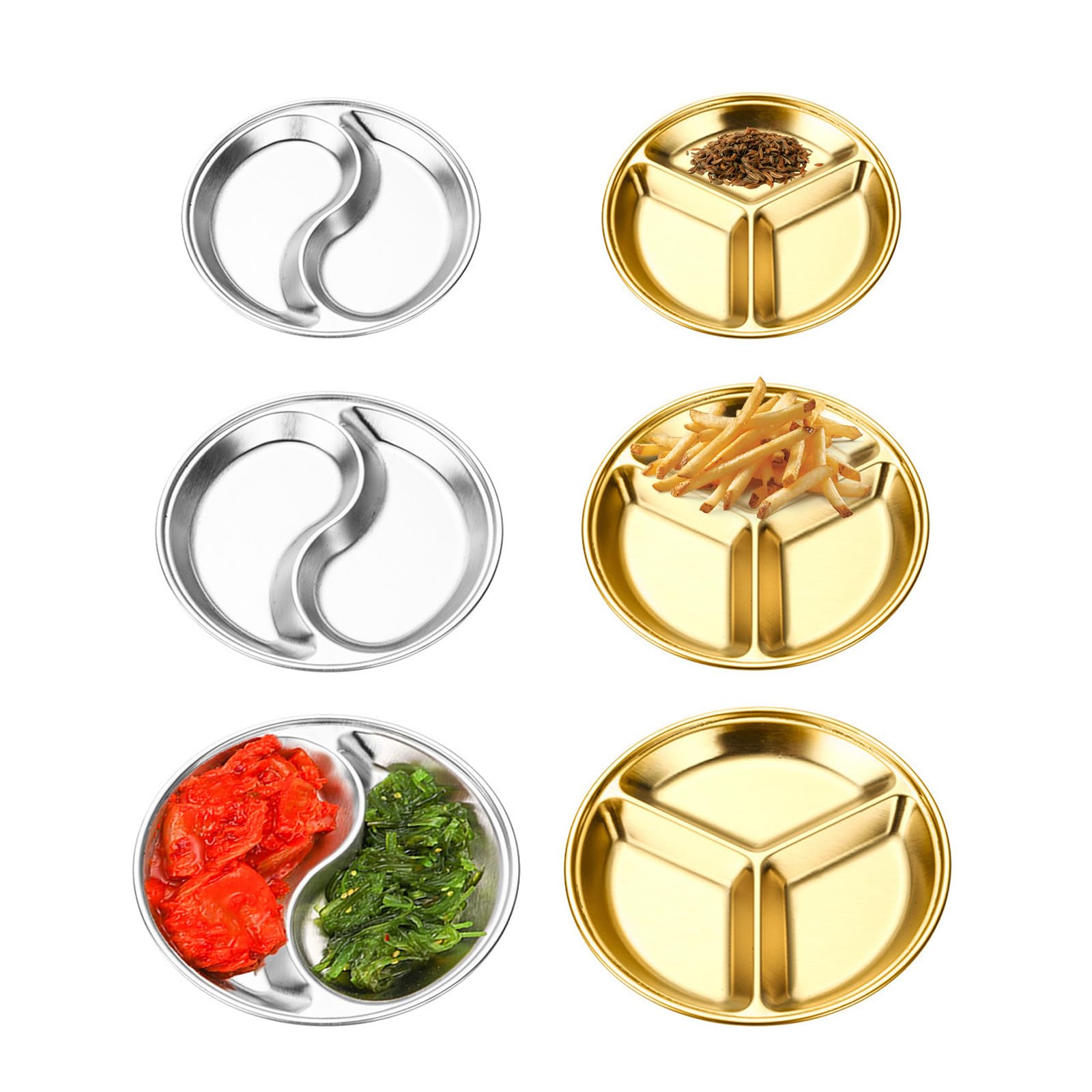 6 Pezzi 304 Contenitori per Condimenti in Acciaio Inox, Contenitori per Condimenti Piccoli, Ciotole per Salse Riutilizzabili per Insalata per Pranzo, Spuntini, Antipasti, Sushi