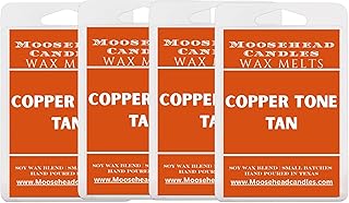 Copper-Tone Glow Wax Melts – 4 Pack Suntan Lotion Scented Wax Melts – Summer Beach Fragrance, Soy Wax, Handmade, Long-Lasting, Pet Safe, 6 Cubes Per Tray