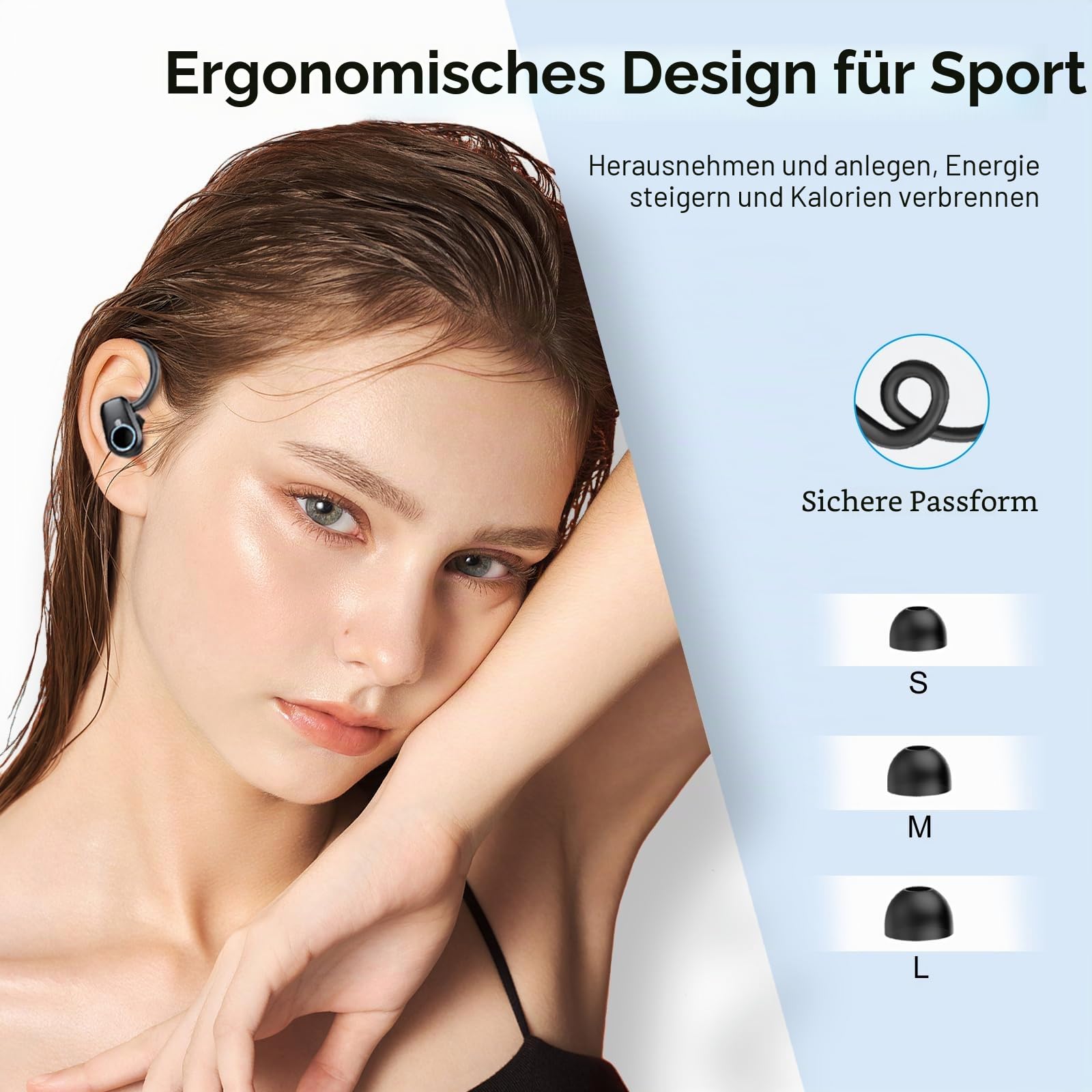 Bluetooth Kopfhörer Sport, 2026 Kopfhörer Kabellos Bluetooth 5.3 In Ear Kopfhörer mit 6 ENC Noise Cancelling Mics, 50Std Stereo Ohrhörer mit LED Anzeige USB-C, IP7 Wasserdicht Earbuds für Joggen Gym