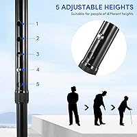 Vista 5 de Cane with Seat Foldable Lightweight Walking Cane with LED Light Adjustable Walking Stick for Seniors