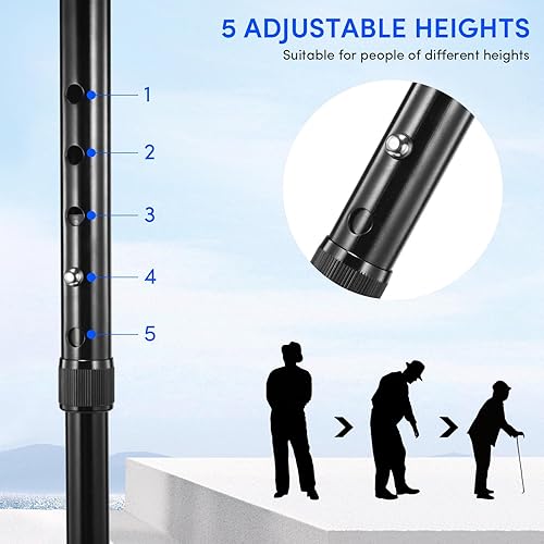 Miniatura 5 de Cane with Seat Foldable Lightweight Walking Cane with LED Light Adjustable Walking Stick for Seniors