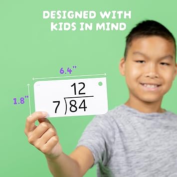 Star Right Math Flash Cards - Division Flash Cards - 156 Hole Punched Math Game Card - 2 Binder Rings - for Ages 8 and Up - 3rd, 4th, 5th and 6th Grade