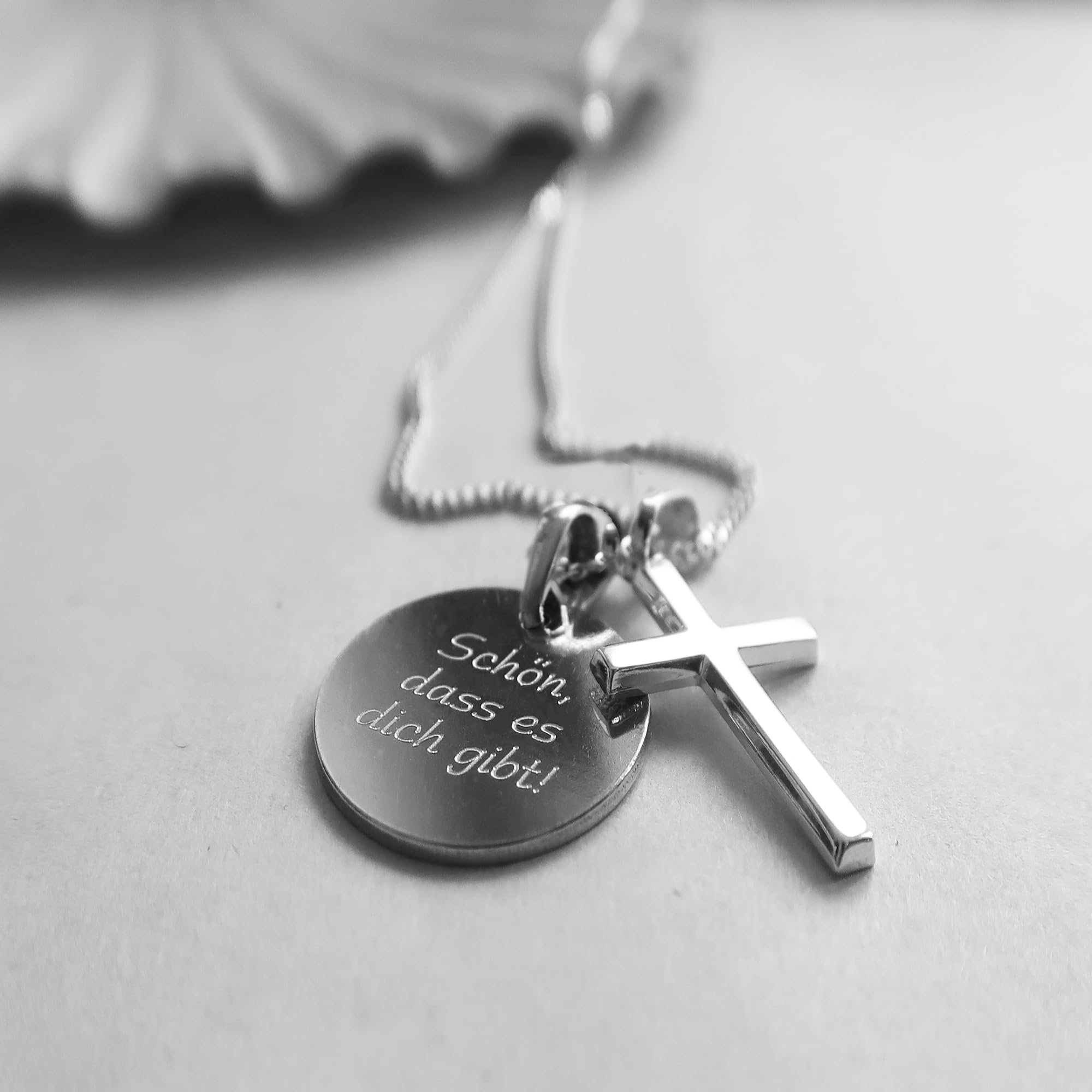 925 Silber Kreuz Kette mit Gravur, Christliches Geschenk | Personalisierte Halskette zur Taufe, Kommunion, Konfirmation, Firmung
