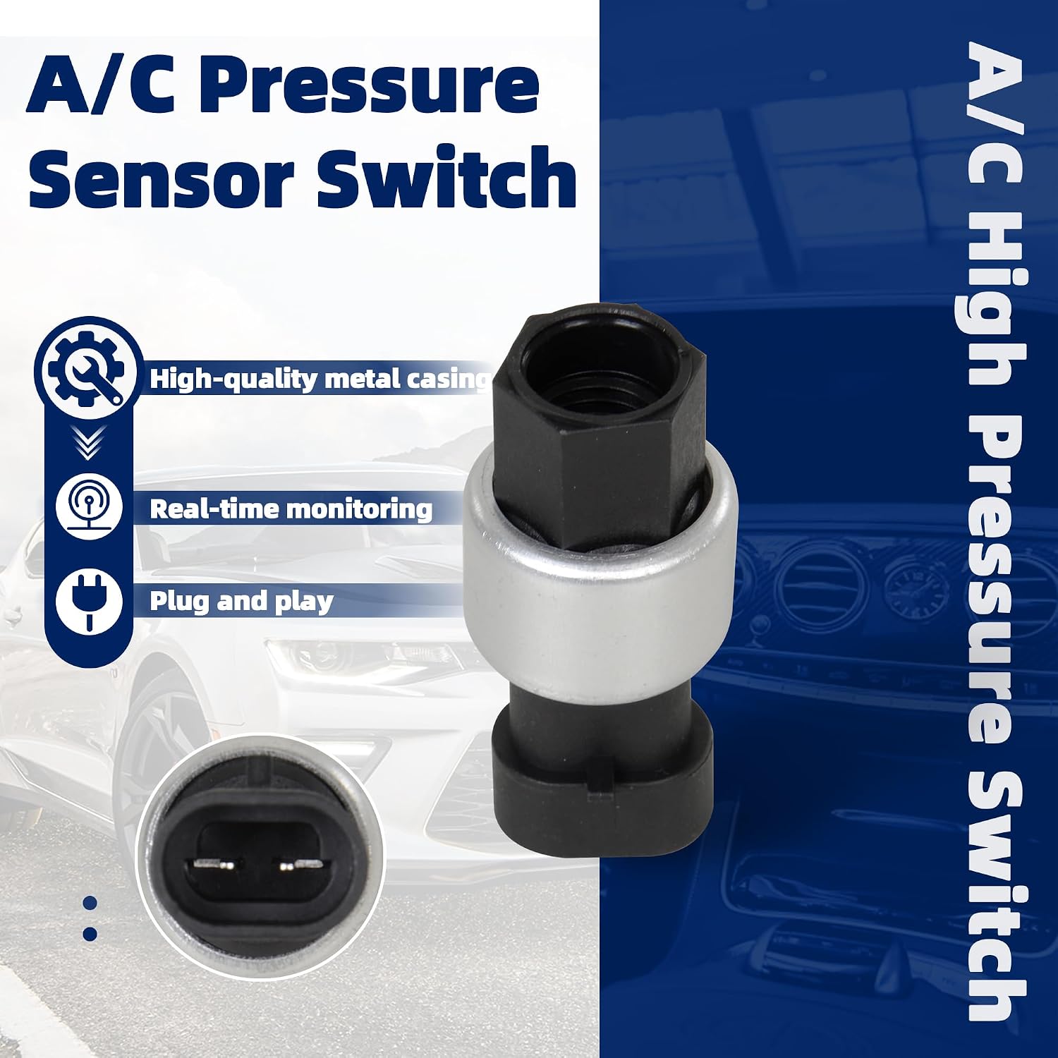 52476843 AC Pressure Sensor Switch Compatible with Chevy Astro Avalanche Express Silverado Suburban Tahoe, GMC Envoy Savana Sierra Yukon, Oldsmobile Replace OE 15035084 89040362