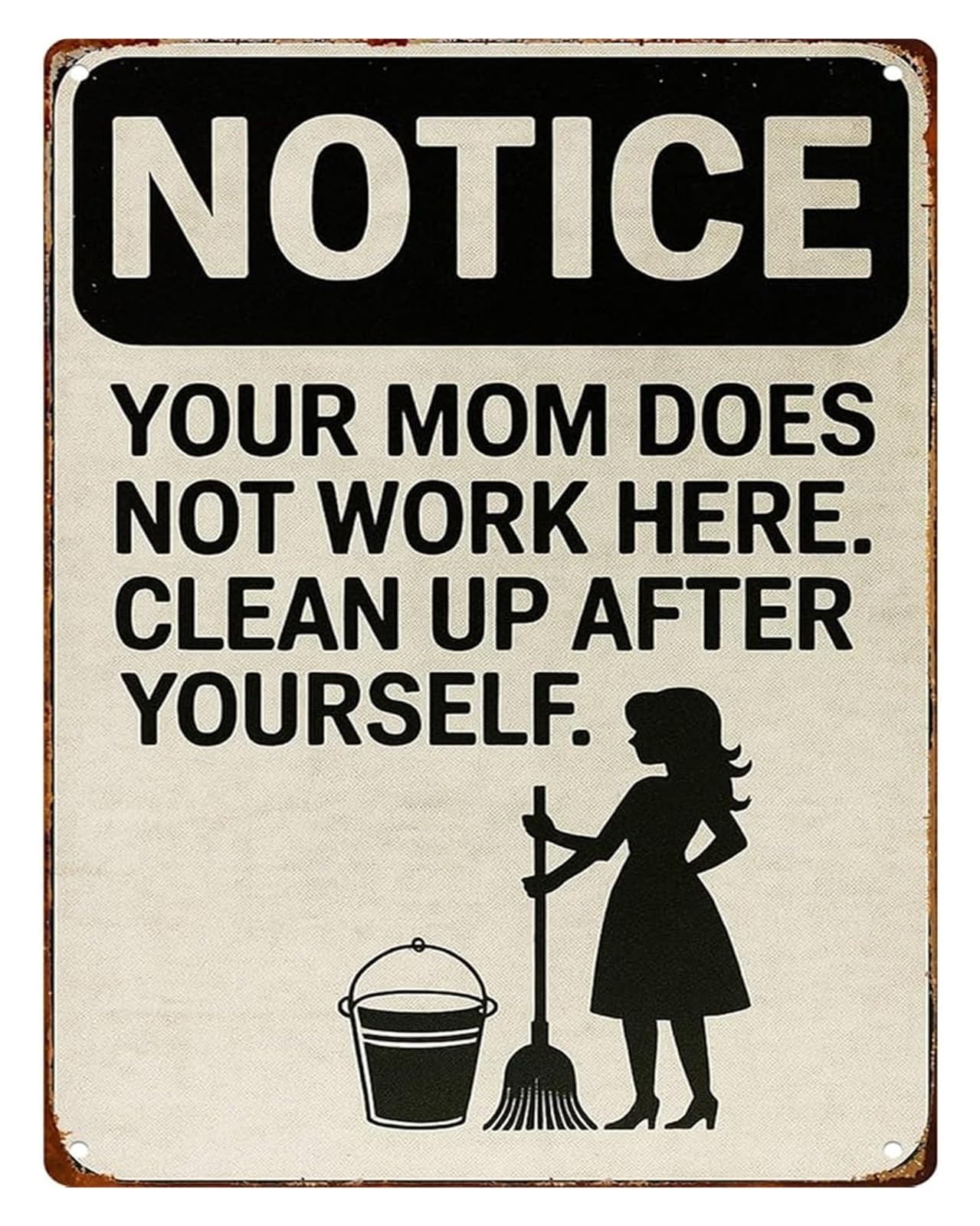 NWPNLXEA Workplace Rule Sign Clean Up Notice Vintage Humorous Metal for Office Workshop Garage 8 X 12 in