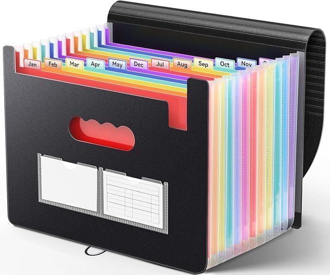 Shuttle Art File Folder, 24 Pockets Expanding File Folder, A4 Letter Size Document Organizer, Stationery Storage Bag, Multi Layer Accordion, Documents Paper Holder for Office,School,Home (Multicolor)