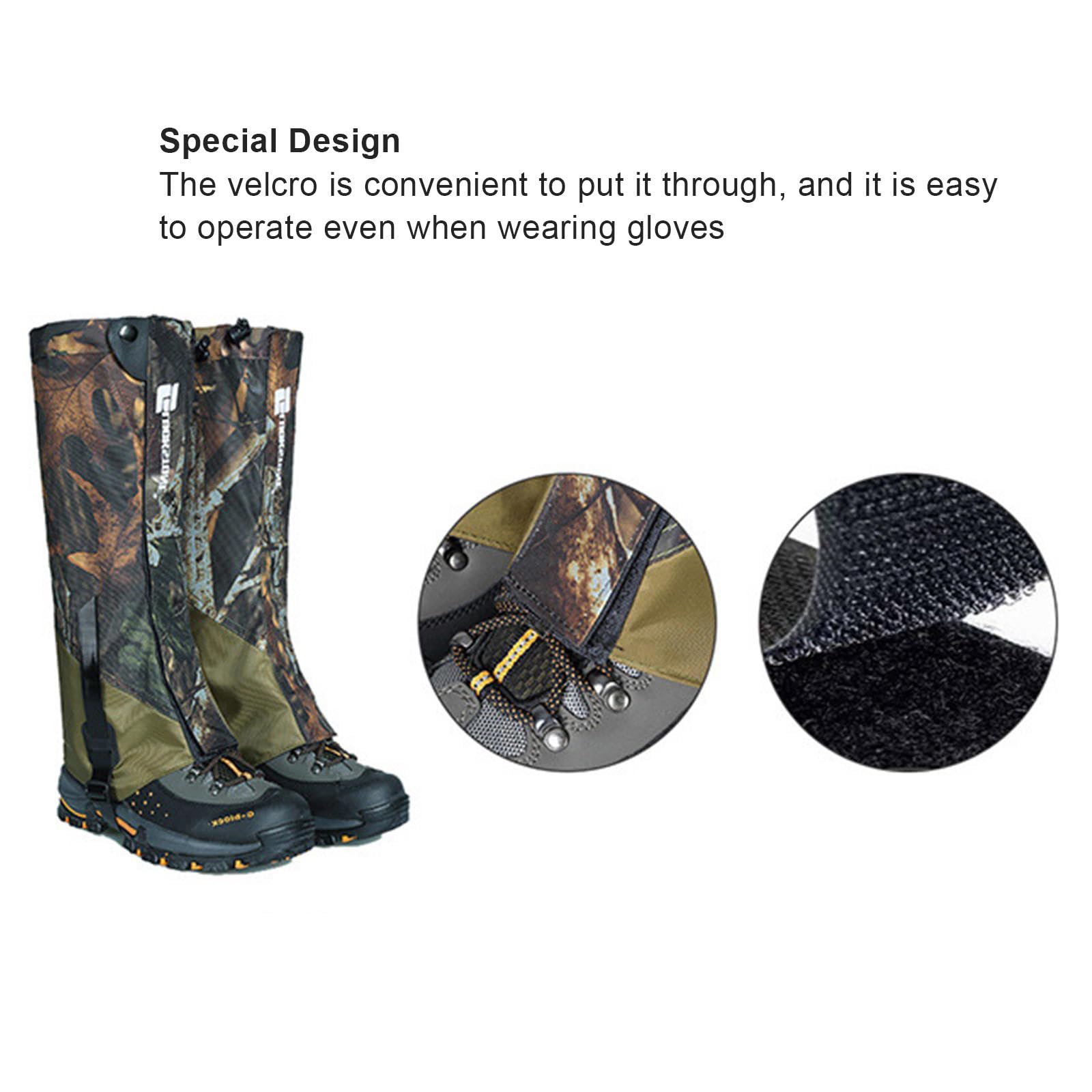 Guêtres de Jambe de Camouflage Couvre-Chaussures Imperméables, Guêtres de Chaussures Respirantes pour Hommes et Femmes, Guêtres de Bottes de Neige Réglables pour La Randonnée, Le Ski