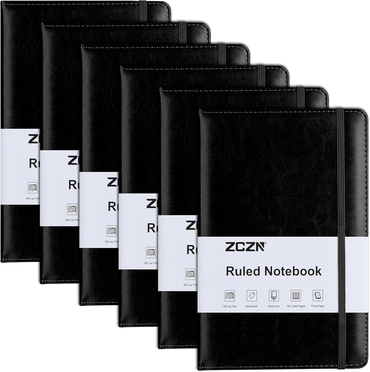 Amazon.com : ZCZN Lined Journal Notebooks for Work, 5.5x8.3 in, 192 Pages, Hardcover Leather A5 Journals for Writing, Diary & Travel, College Ruled Journaling Notebooks for School, Office, Home (Black*6) : Office Products