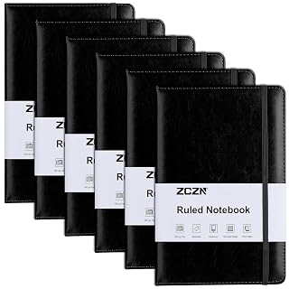 ZCZN Lined Journal Notebooks for Work, 5.5x8.3 in, 192 Pages, Hardcover Leather A5 Journals for Writing, Diary & Travel, College Ruled Journaling Notebooks for School, Office, Home (Black*6) - Amazon product rated Grade A