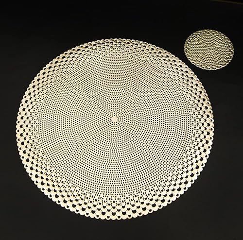Paquete de 6 manteles individuales redondos de PVC, manteles individuales redondos, impermeables, a prueba de aceite (dorado)