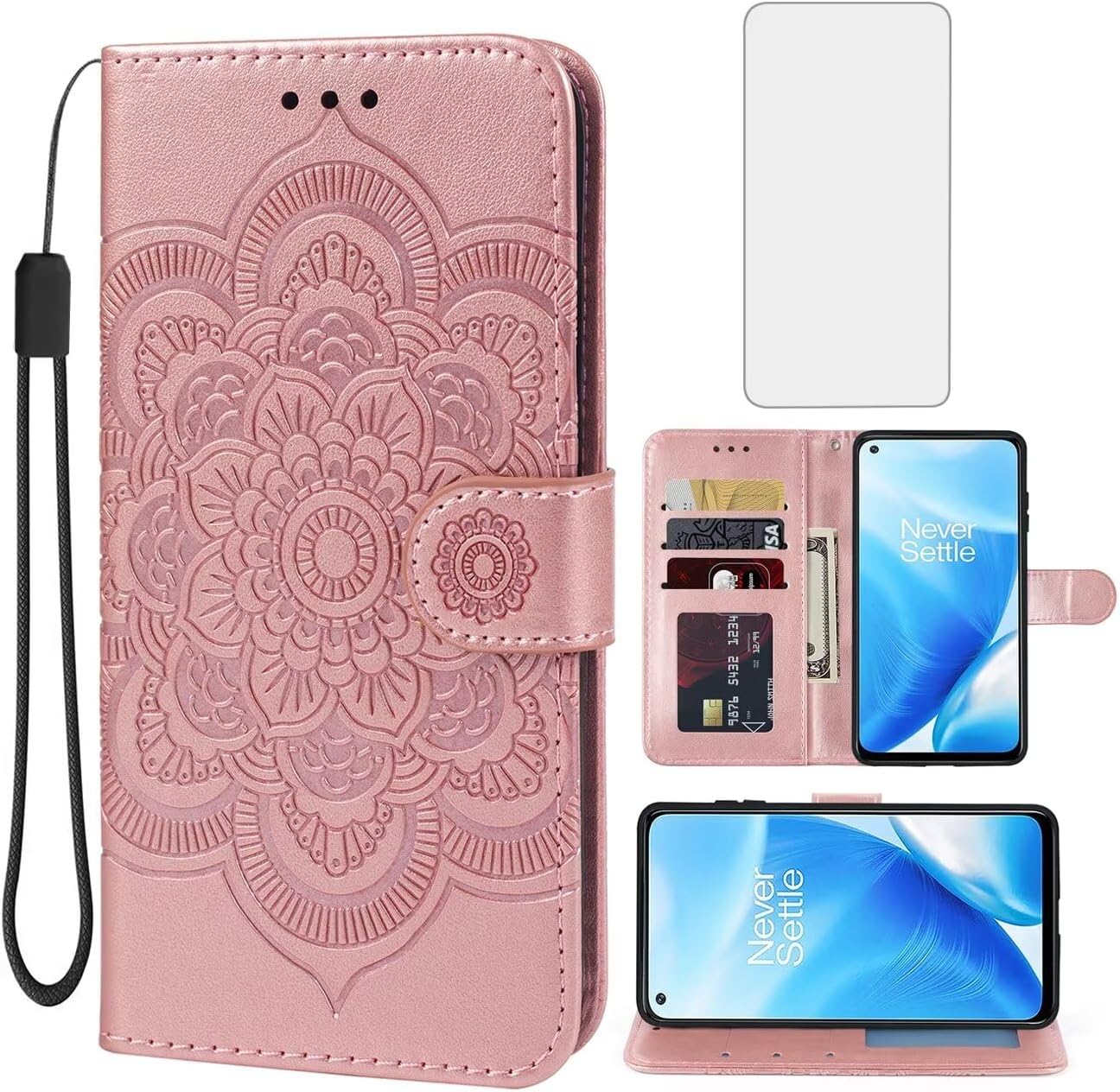 Amazon.com: Phone Case for Oneplus Nord N200 5G Wallet with Tempered ...