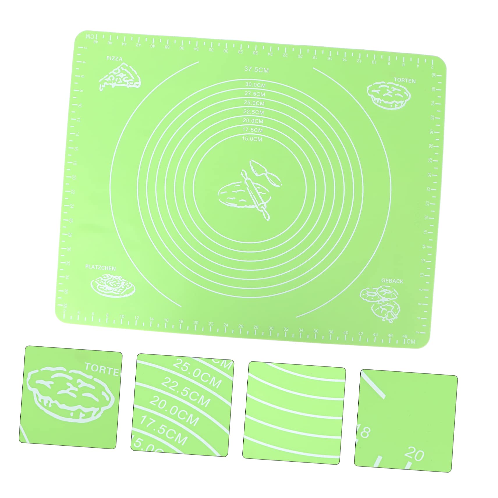 OUNONA 2piezas Alfombrilla De Silicona Extra Con Medidas Antiadherente Para Amasar Hornear y Preparar Pizza Para Cocinas Verde