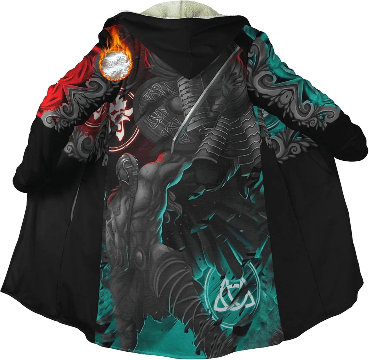 Viking Warrior Mens Winter Coats with Hood Warmth Padded Wool Blend Cloak with Hood Street Casual Trench Coats Jackets