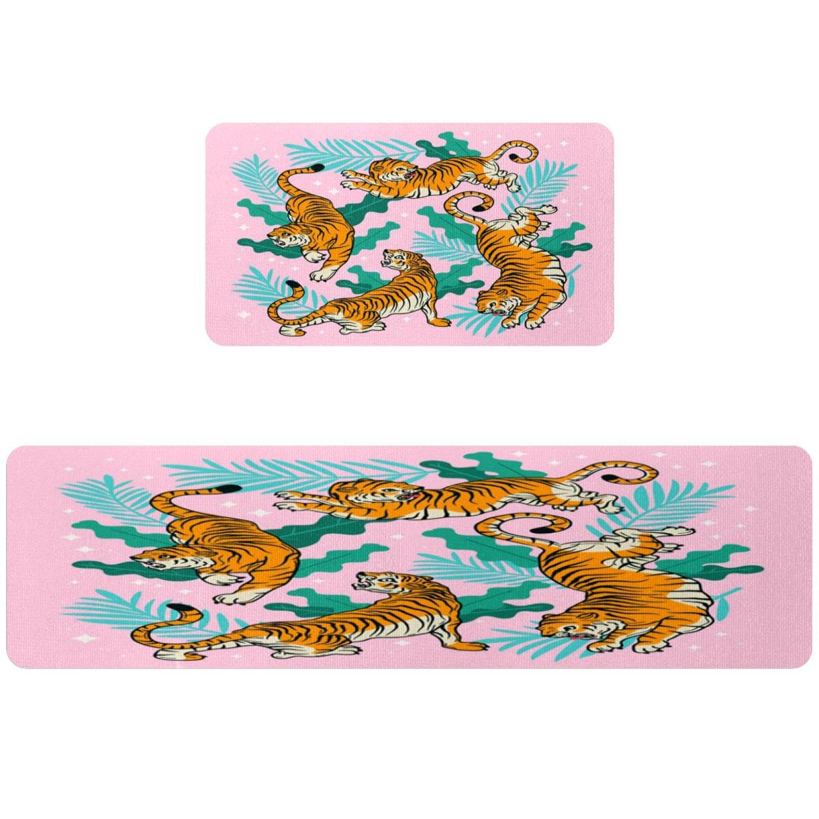 Tapis de cuisine jungle tigre lot de 2 pour couloir et buanderie