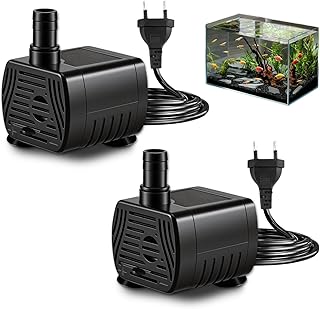 2 Stück Mini Tauchpumpe 3W 200L/H mit 1,8M Netzkabel, AC 220V Einstellbare Kleine Aquarium Pumpe, Leise Wasserpumpen für Aquarien, Wasserspiele, Fischbecken, Teichbrunnen, Hydrokultur, EU-Stecker