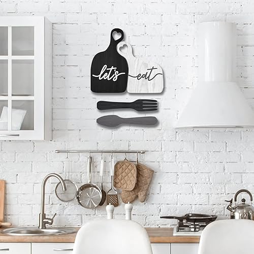 Miniatura 2 de Let's Eat Kitchen - Decoración artística para pared, estilo rústico de granja para cocina, comedor o decoración del hogar